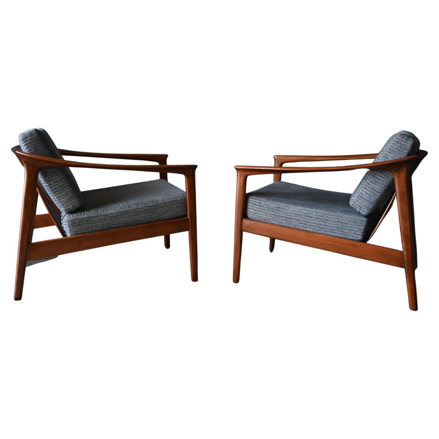 Pair of Folke Ohlsson for Dux Barrel Back Lounge Chairs, ca. 1960