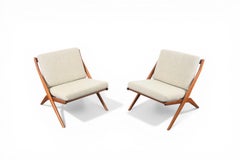 Pair of Folke Ohlsson Scissor Chairs in Teak for Dux