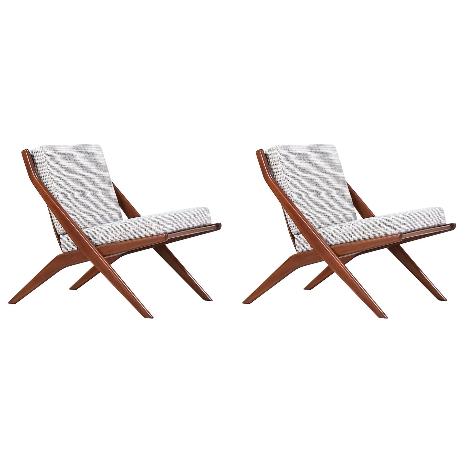 Pair of Folke Ohlsson "Scissor" Lounge Chairs for DUX