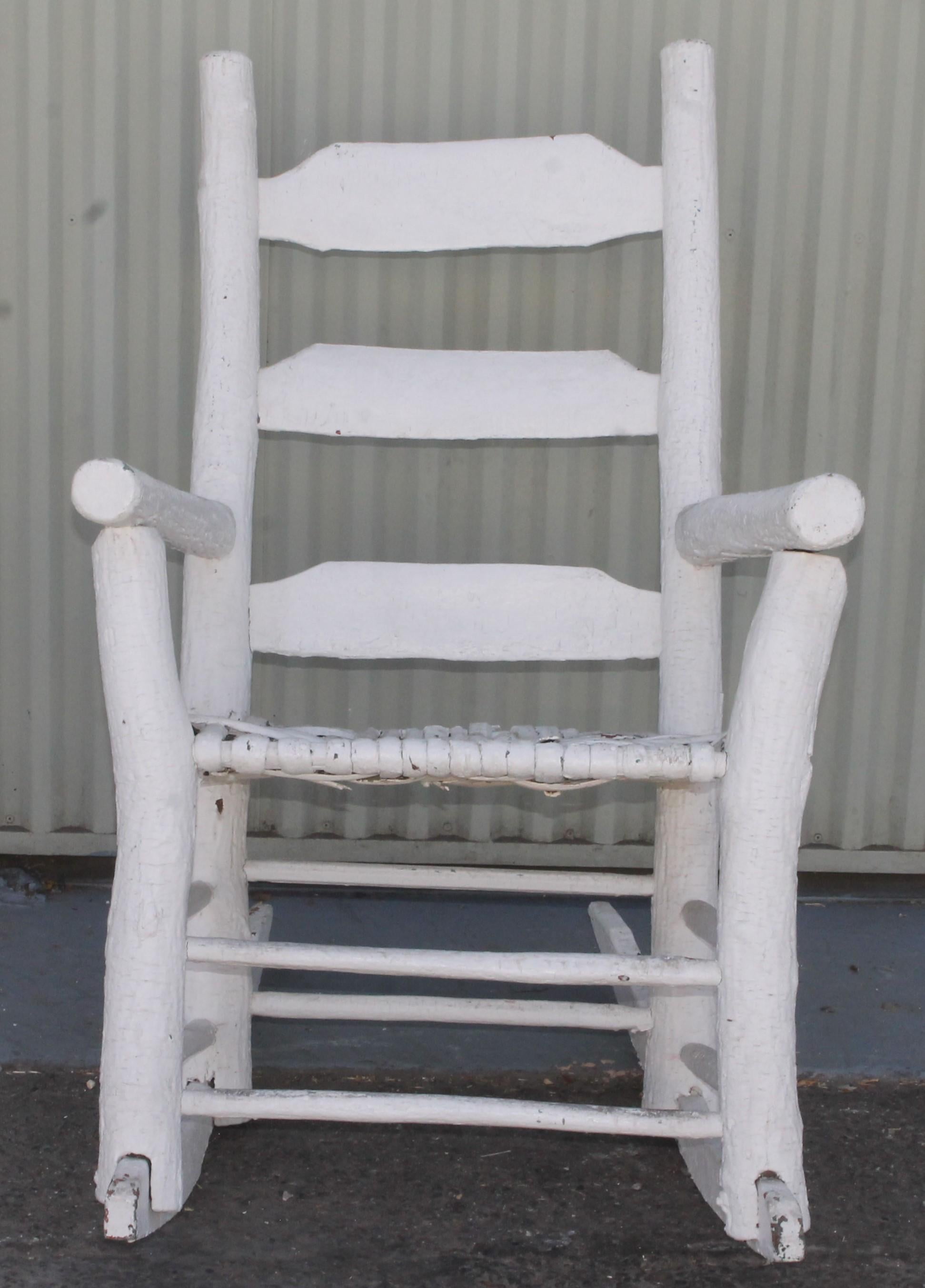 Pair of Folky Southern 19th Century Old Hickory Porch Rocking Chairs 1