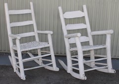 Pair of Folky Southern 19th Century Old Hickory Porch Rocking Chairs
