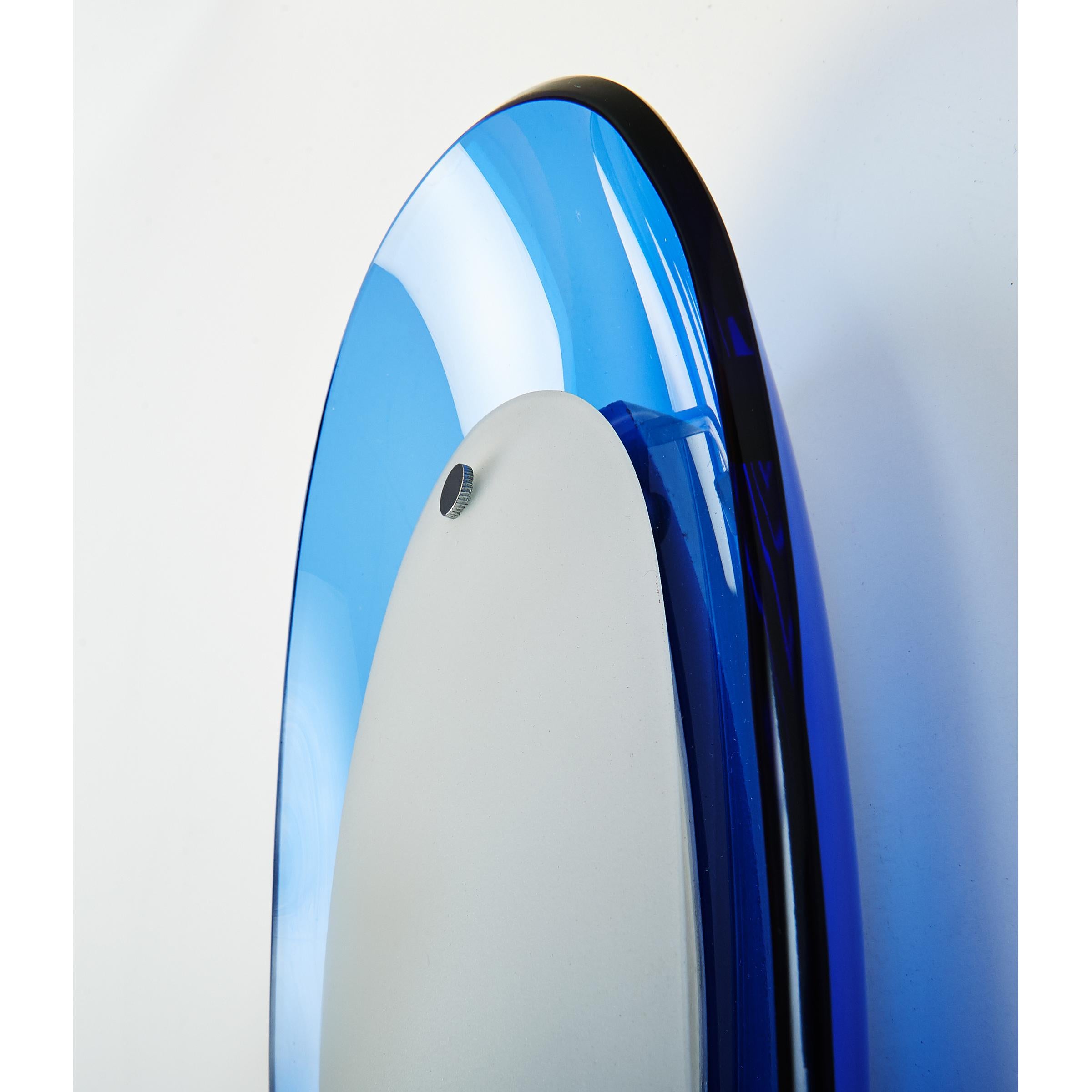 Italian Pair of Fontana Arte Blue Glass Oval Sconces, 1960s