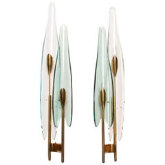 Pair of Fontana Arte Dahlia Wall Sconces by Max Ingrand