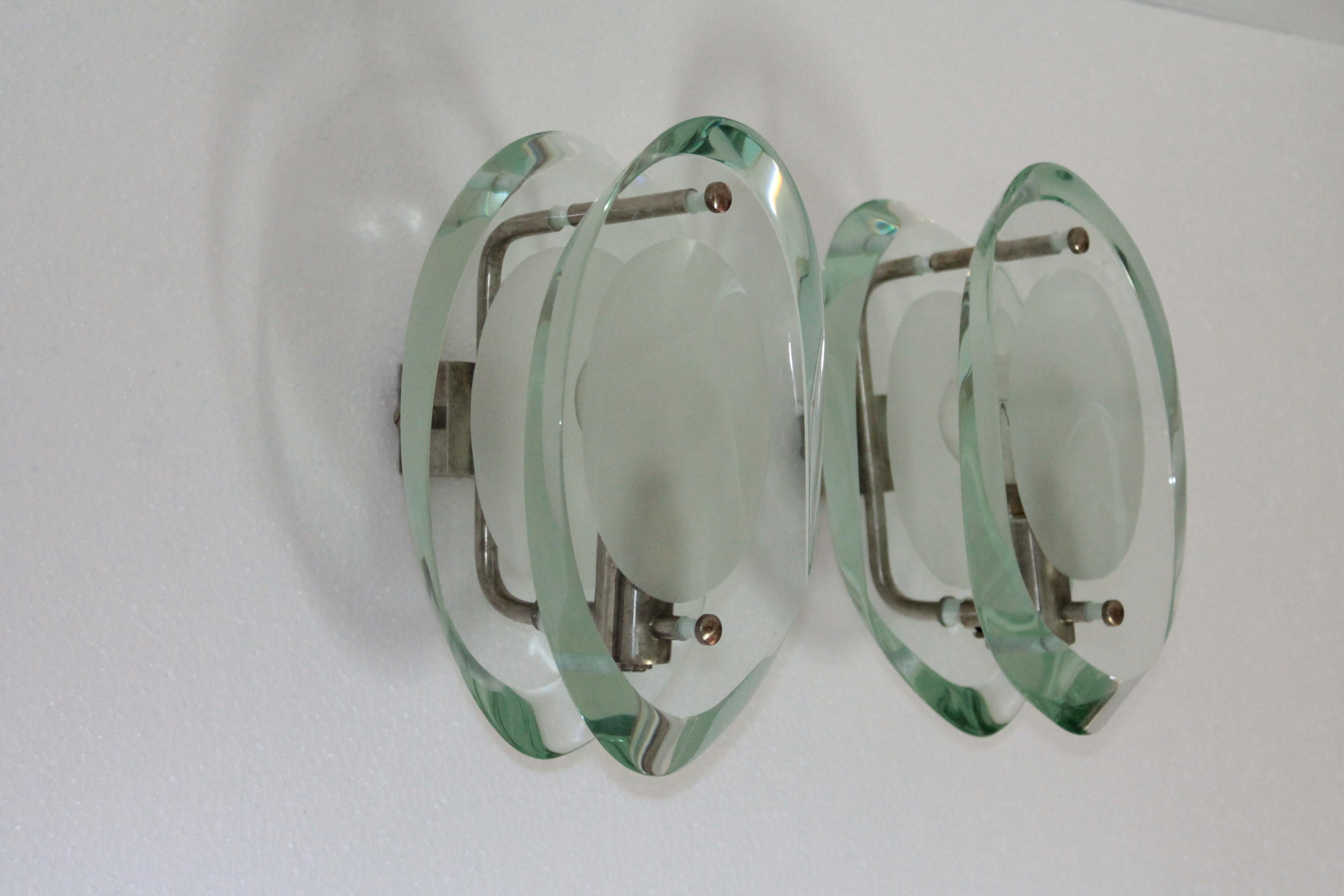 Mid-Century Modern Pair of Fontana Arte Sconces 1960s by Max Ingrand Model 2093