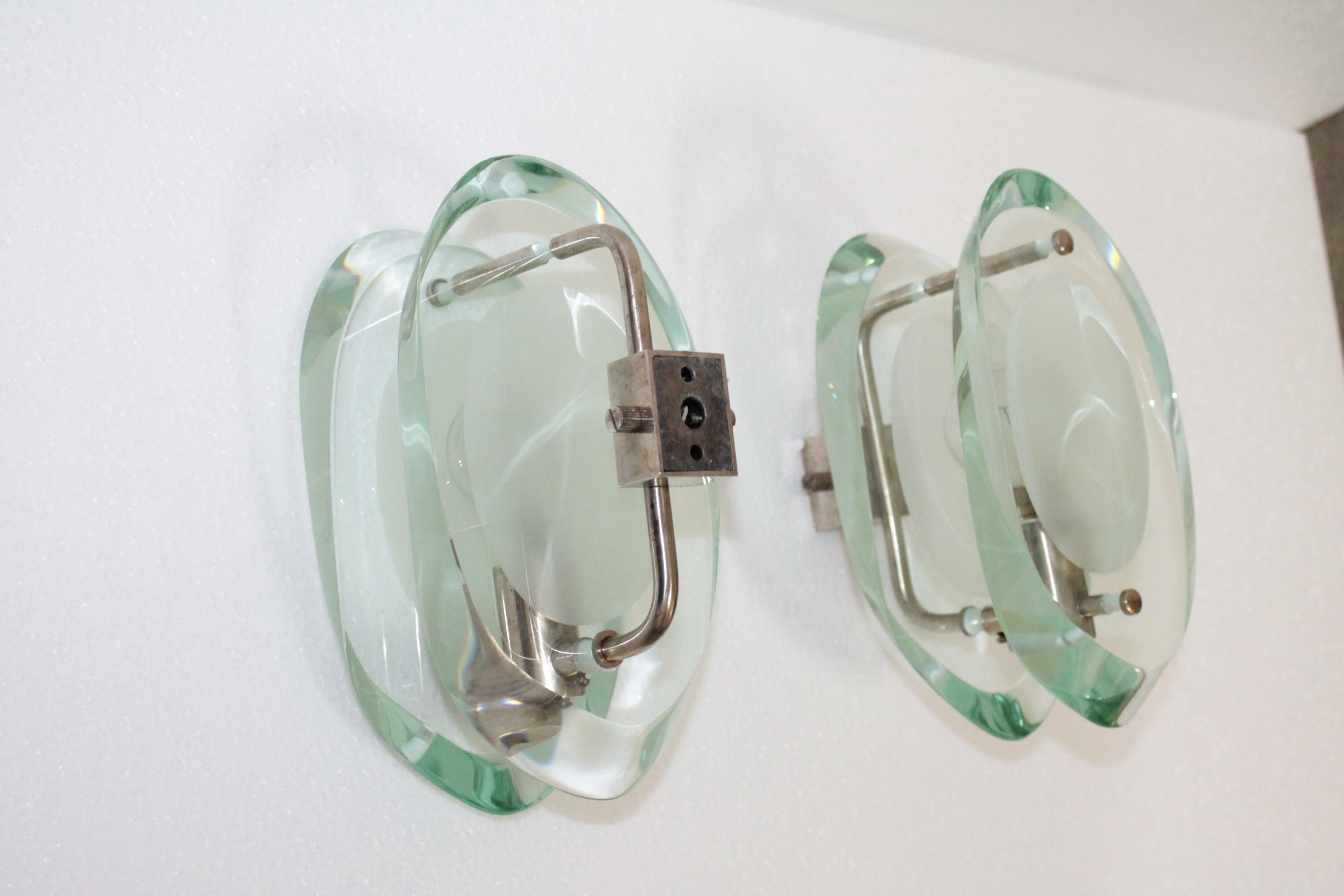Art Glass Pair of Fontana Arte Sconces 1960s by Max Ingrand Model 2093
