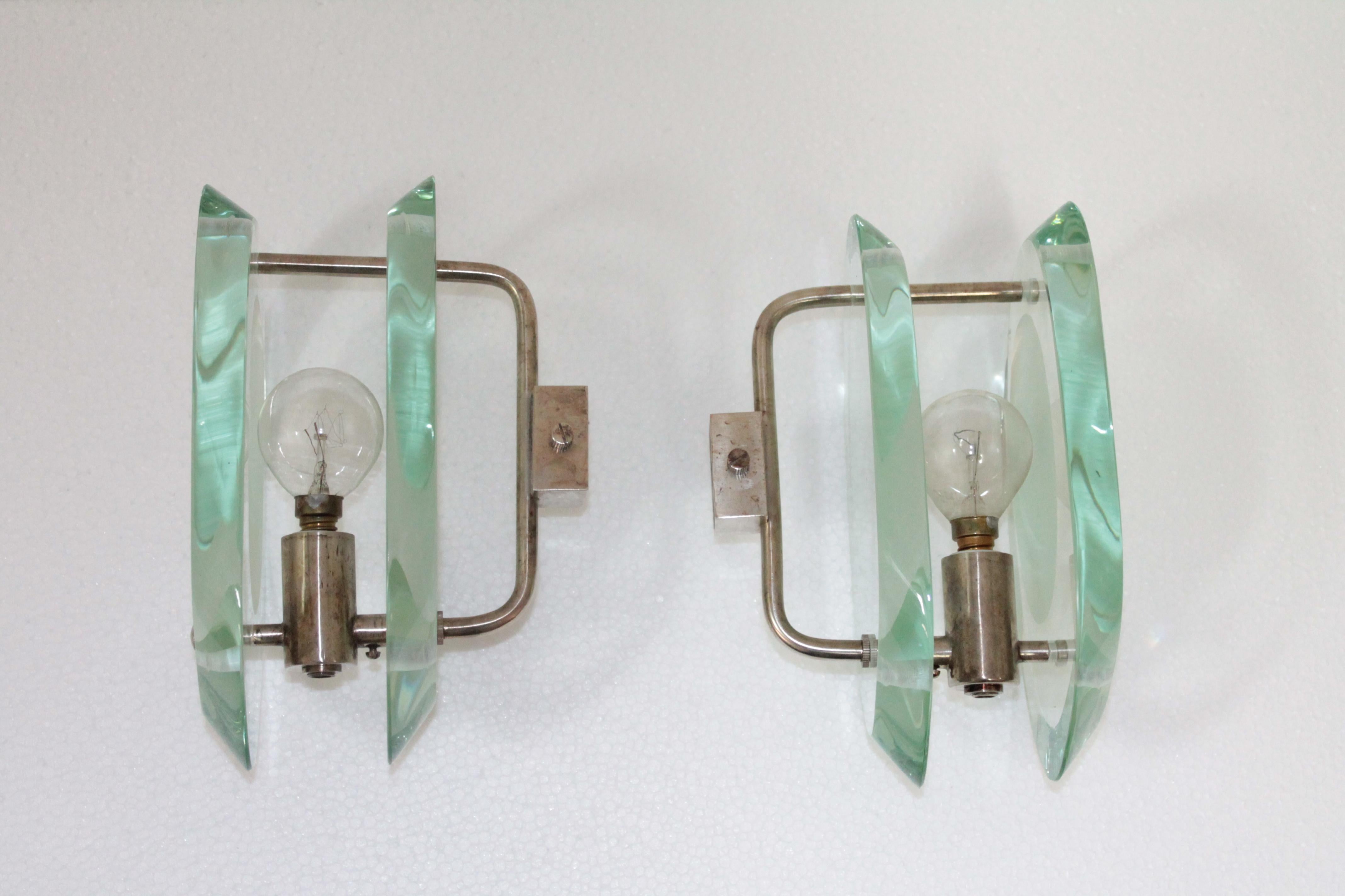 Pair of Fontana Arte Sconces 1960s by Max Ingrand Model 2093 1
