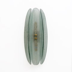 Pair of Fontana Arte Style Mid-century Modern Aqua Green Murano Glass Sconces