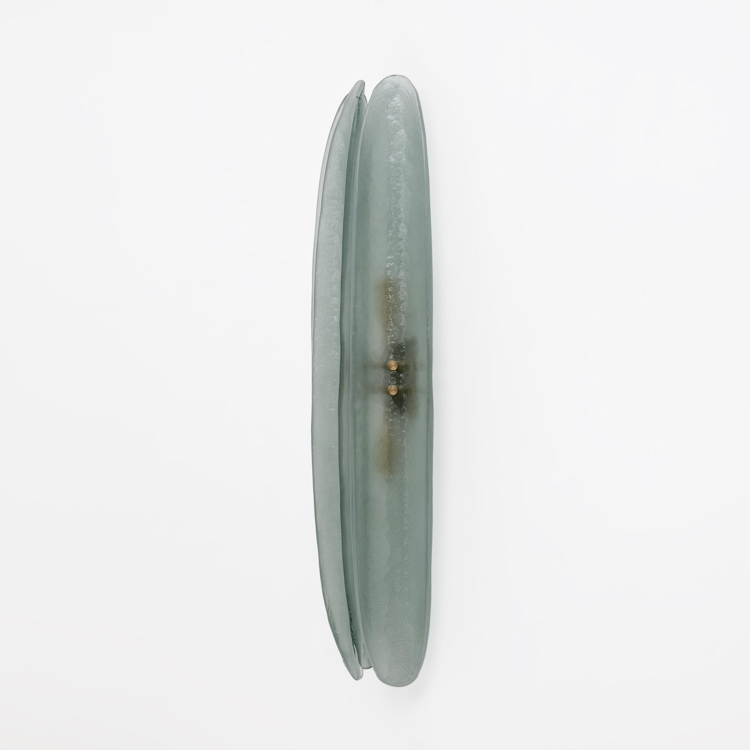 Metal Pair of Fontana Arte Style Mid-century Modern Aqua Green Murano Glass Sconces For Sale