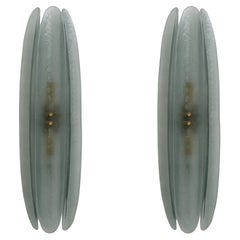 Pair of Fontana Arte Style Mid-century Modern Aqua Green Murano Glass Sconces