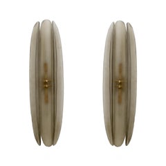 Pair of Fontana Arte Style Mid-century Modern Smoke Murano Glass Sconces