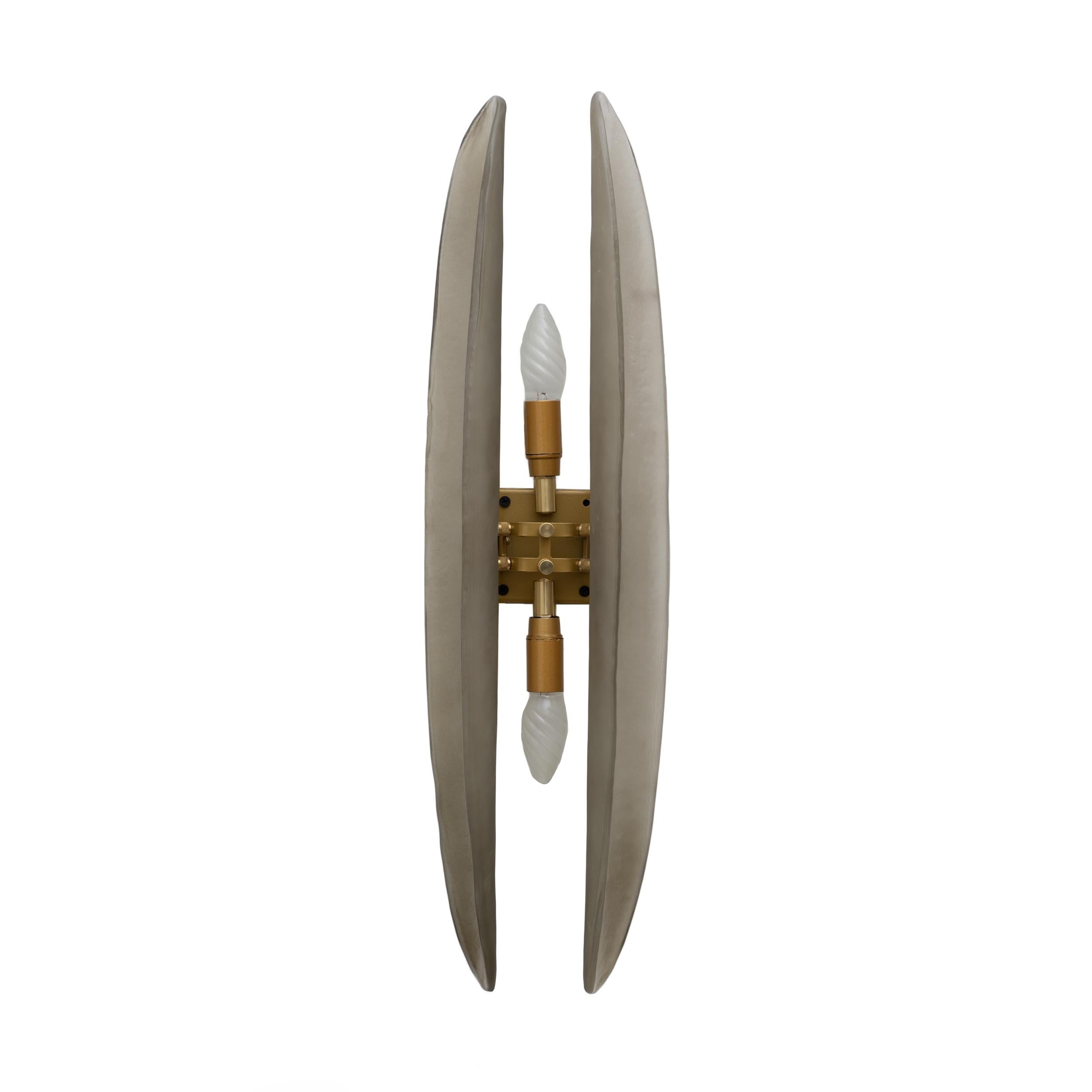 Ein Paar Fontana Arte Stil Mitte des Jahrhunderts Moderne Rauch Murano Glas Wandleuchten im Angebot 2