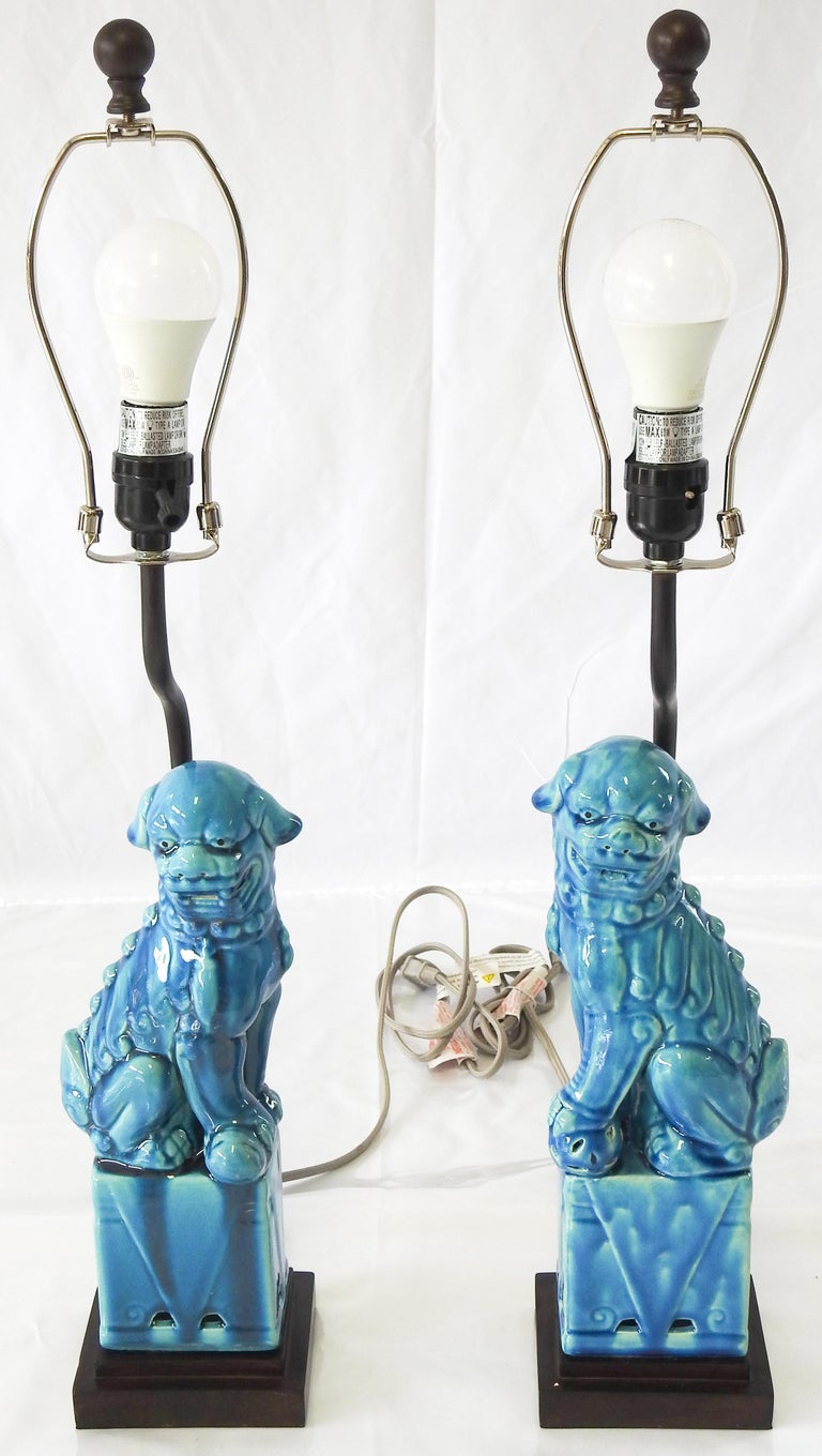 Pair of Foo Dog Lamps at 1stDibs