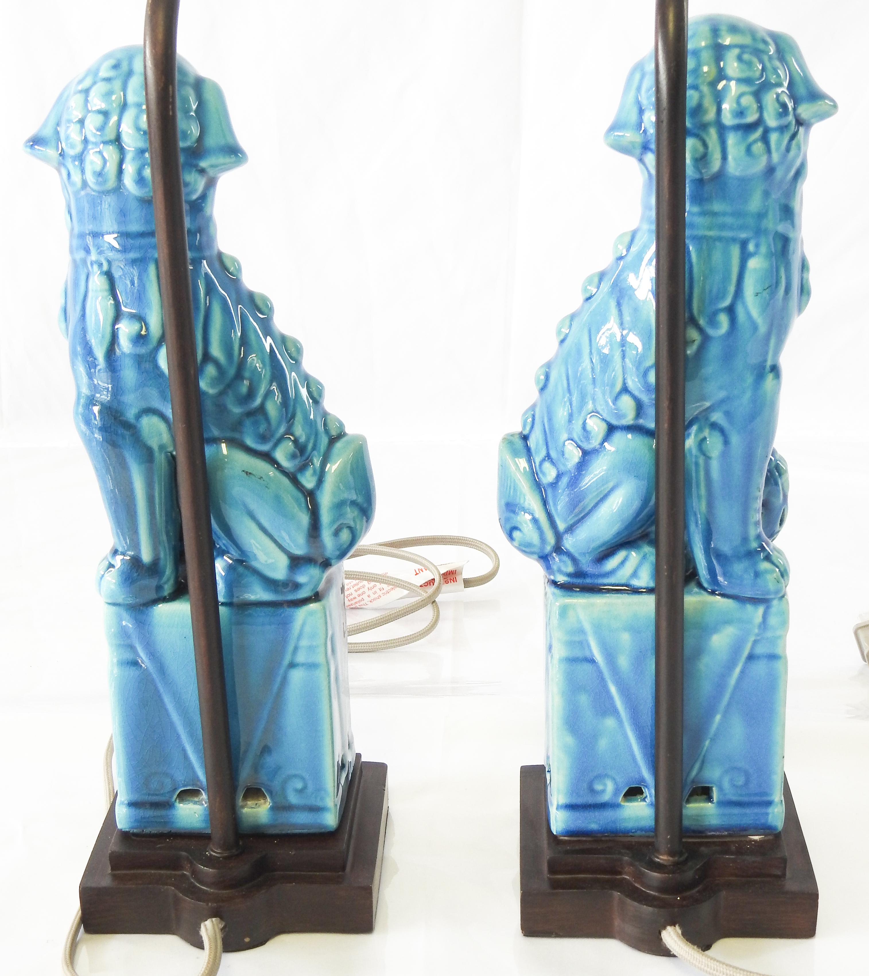 Pair of Foo Dog Lamps In Good Condition In Cookeville, TN