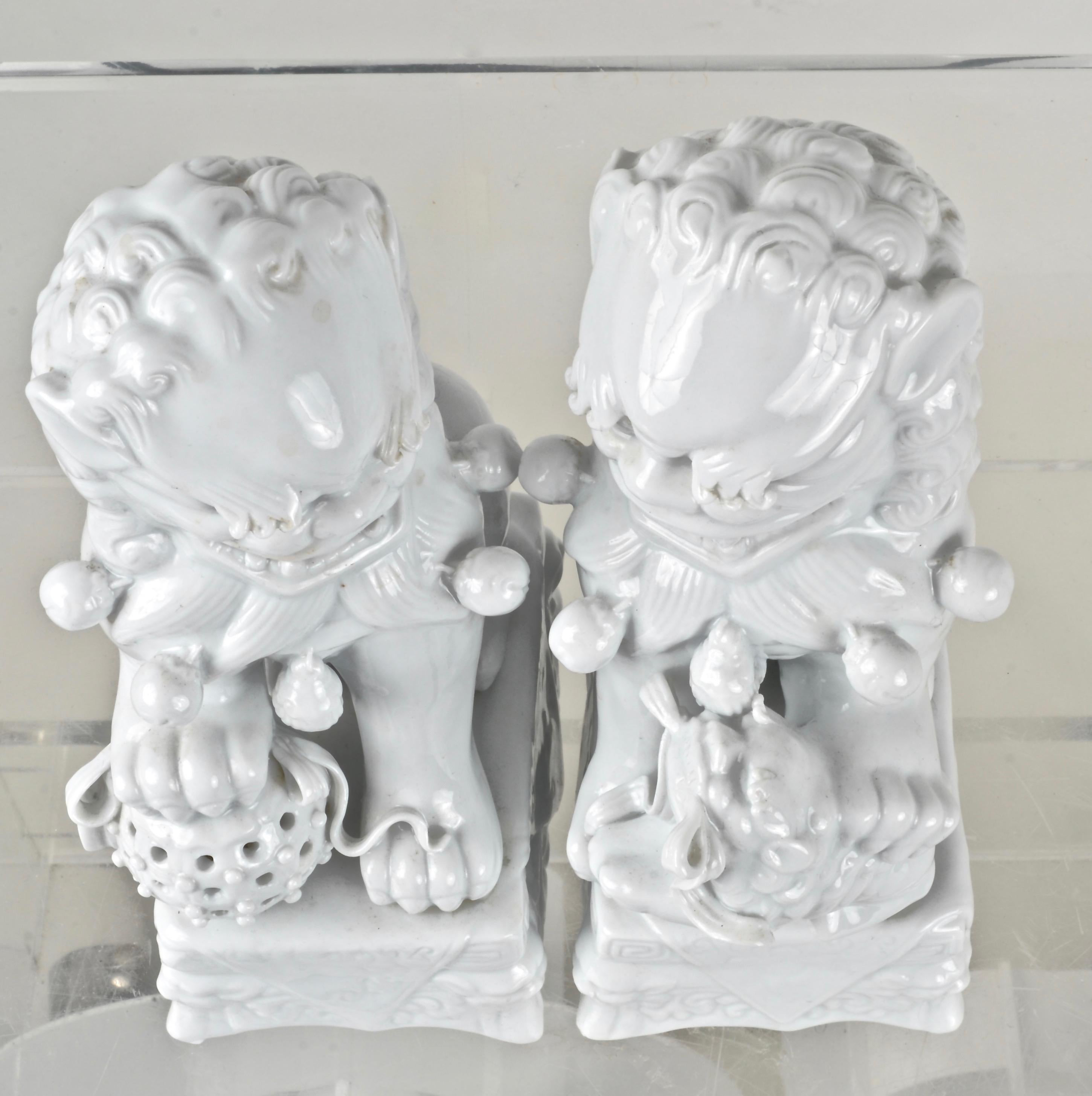 Pair of Foo Dogs in Blanc de Chine, Italy, 1960s 3