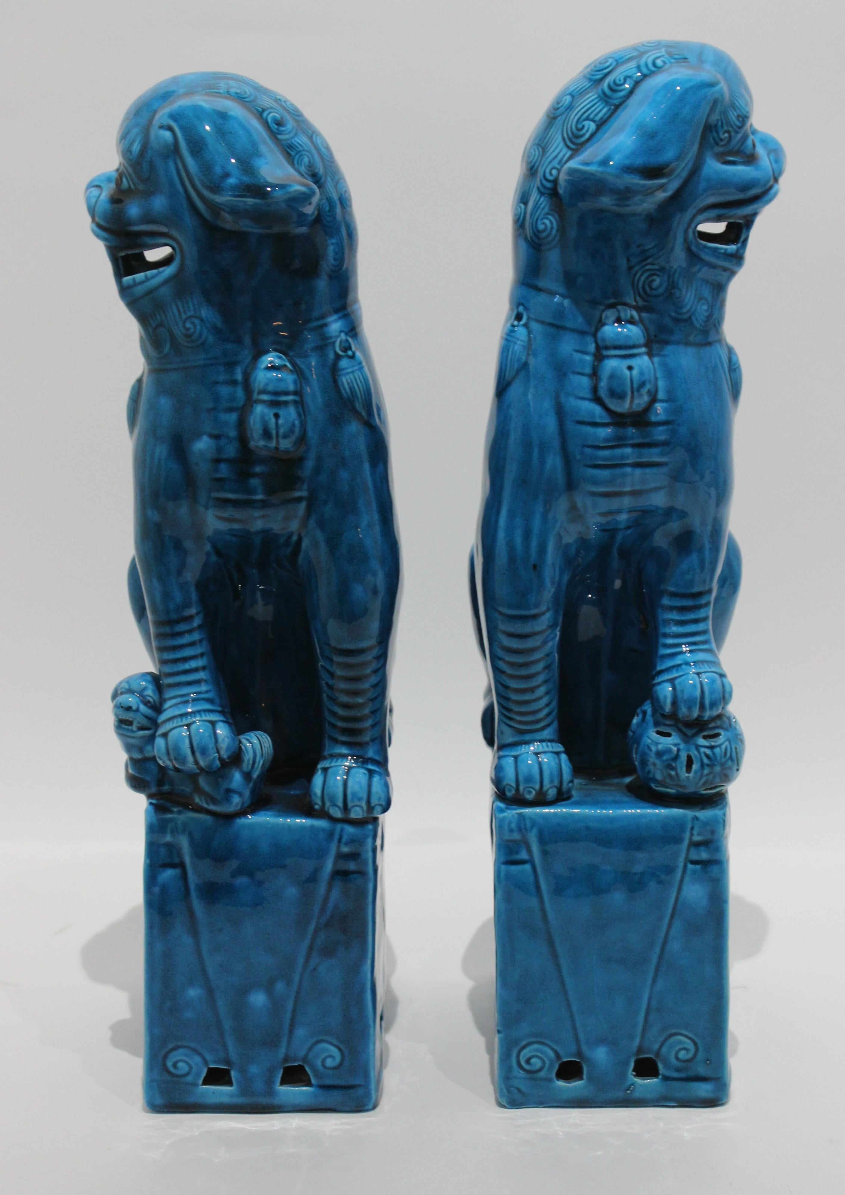 This stylish and large scale set of Chinese male and female foo dogs in the Classic 