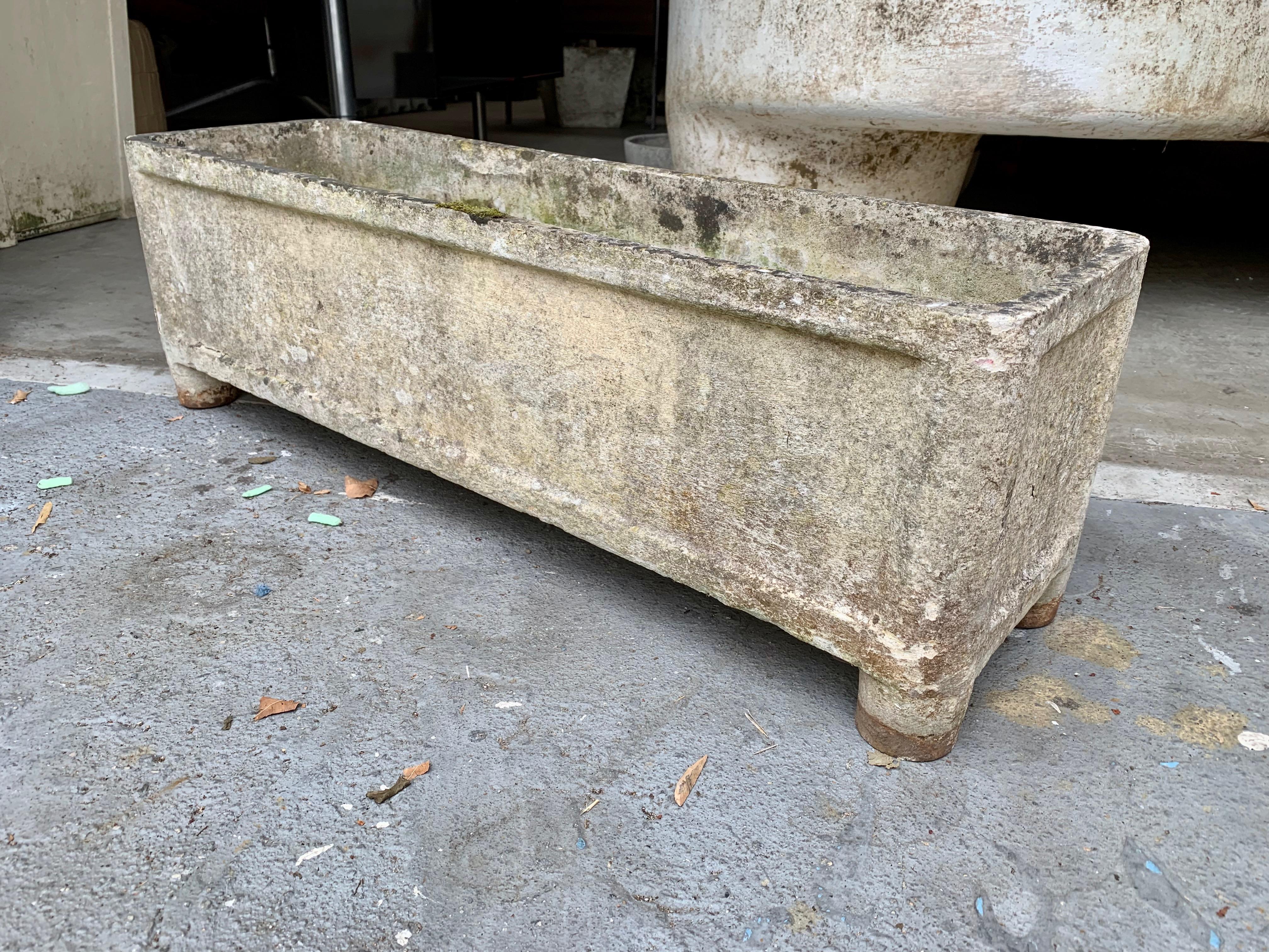 Cement Pair of Footed Rectangular Planters by Willy Guhl