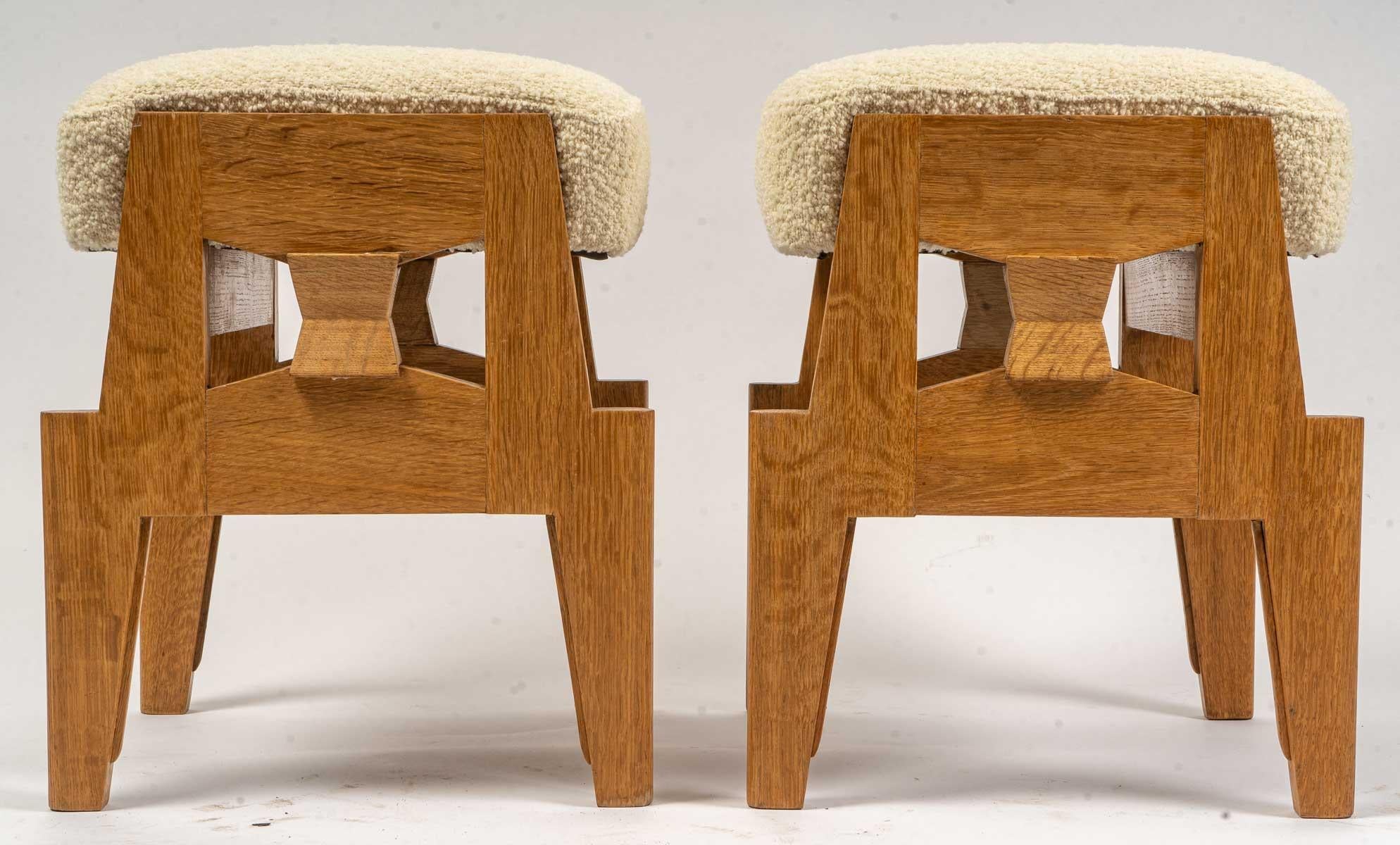 Mid-Century Modern Pair of Footrests Guillerme et Chambron