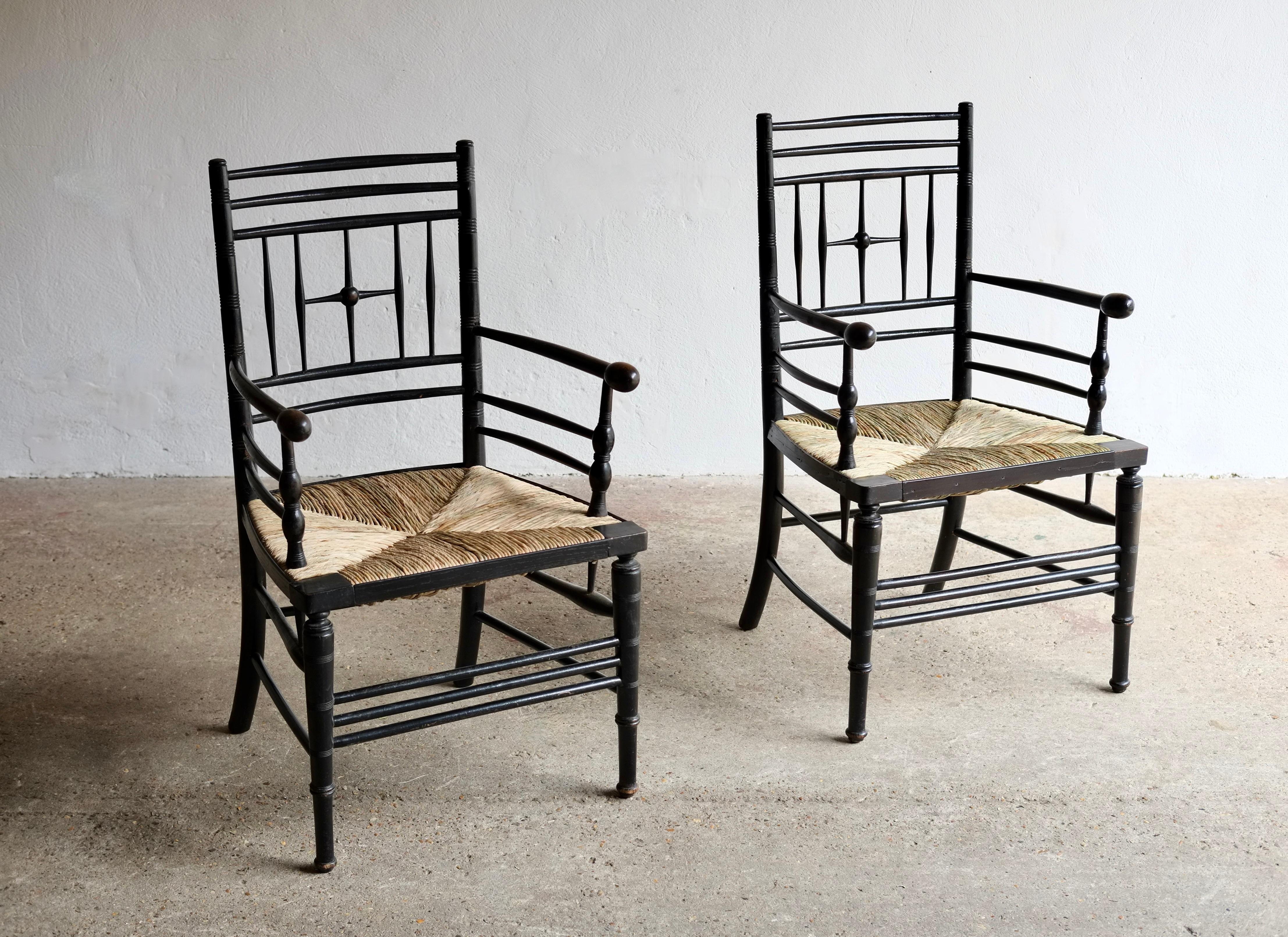 Pair Of Ford Madox Brown (1821 - 1893) Sussex Armchairs 12