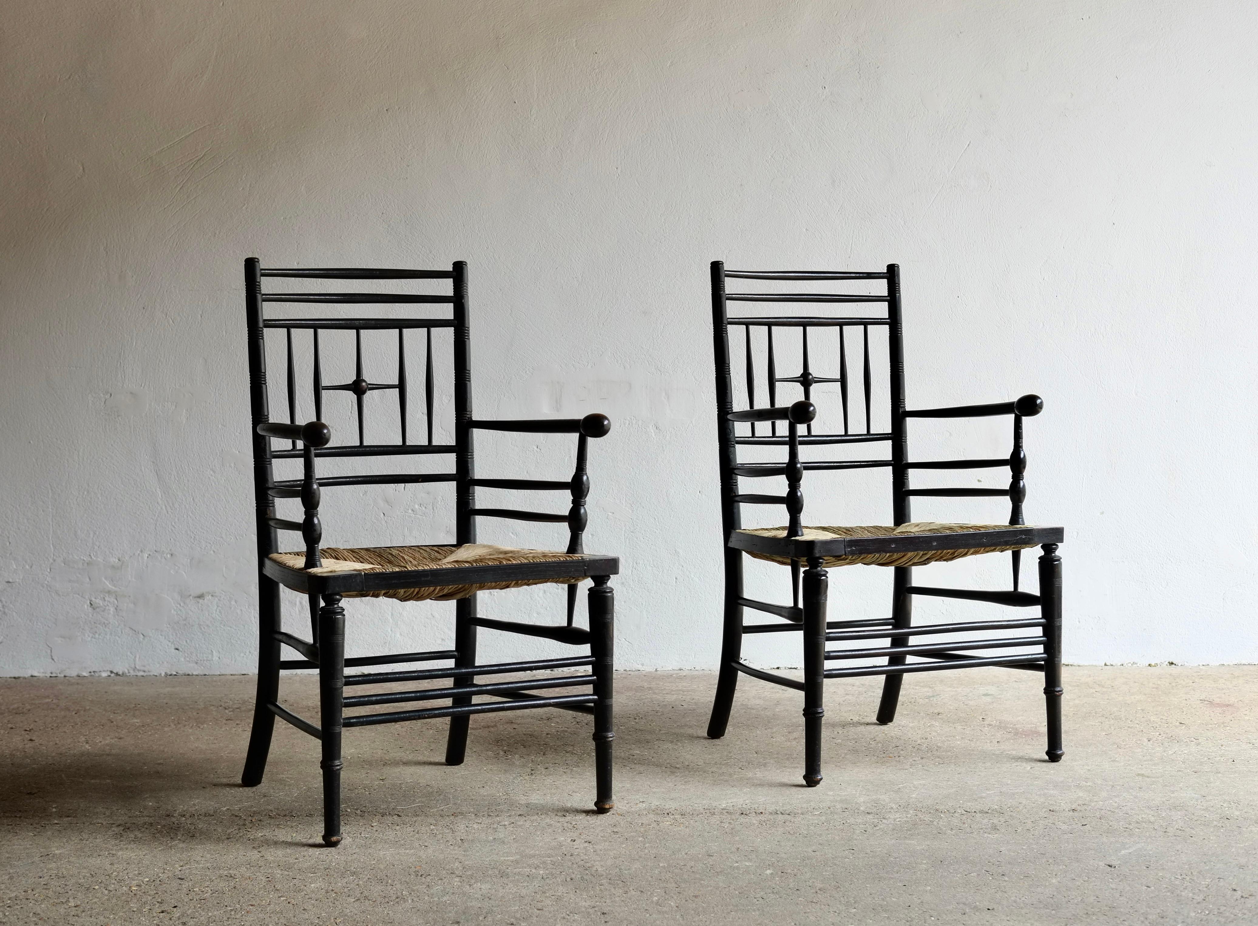 Pair Of Ford Madox Brown (1821 - 1893) Sussex Armchairs 13