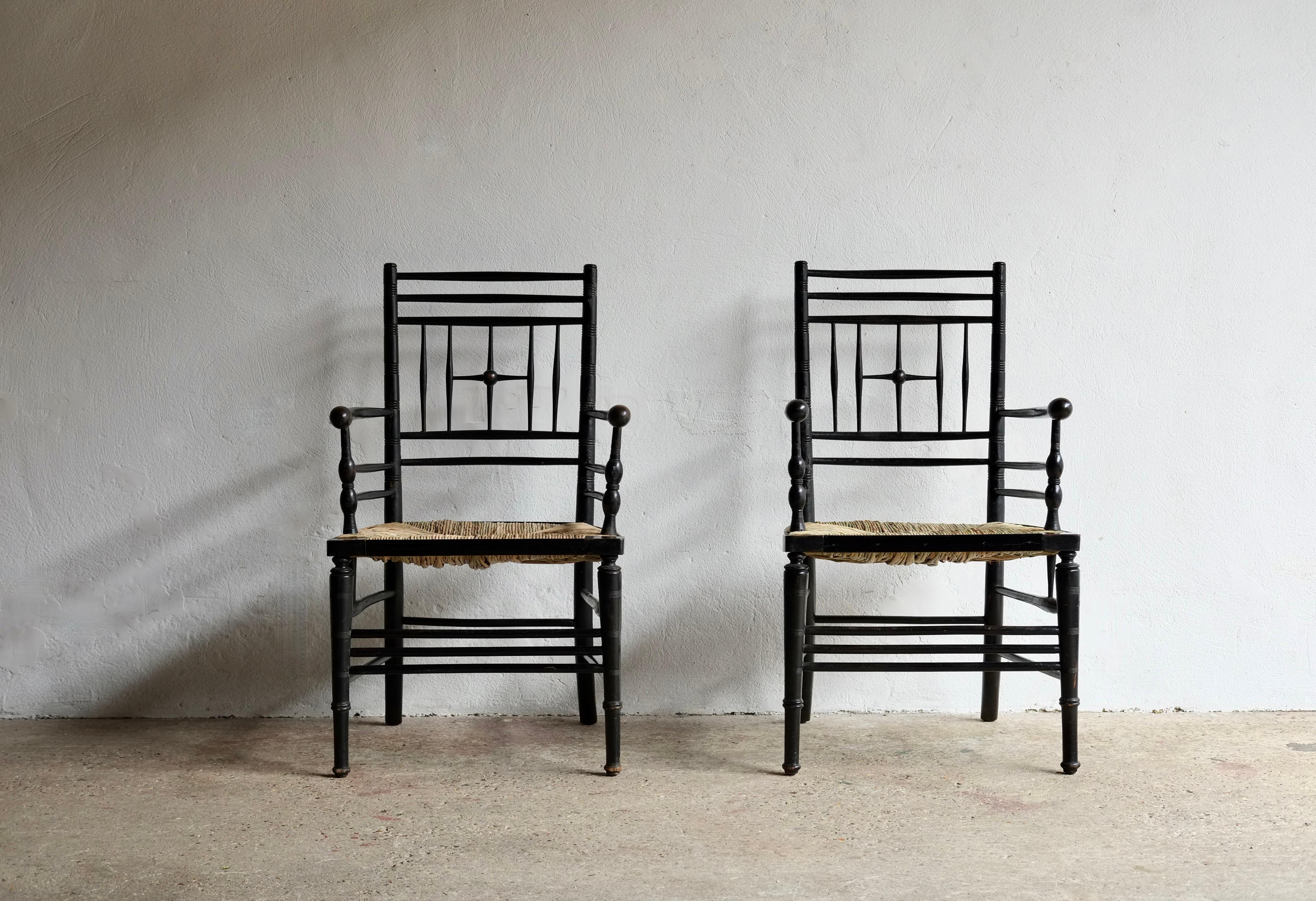 Mid-19th Century Pair Of Ford Madox Brown (1821 - 1893) Sussex Armchairs
