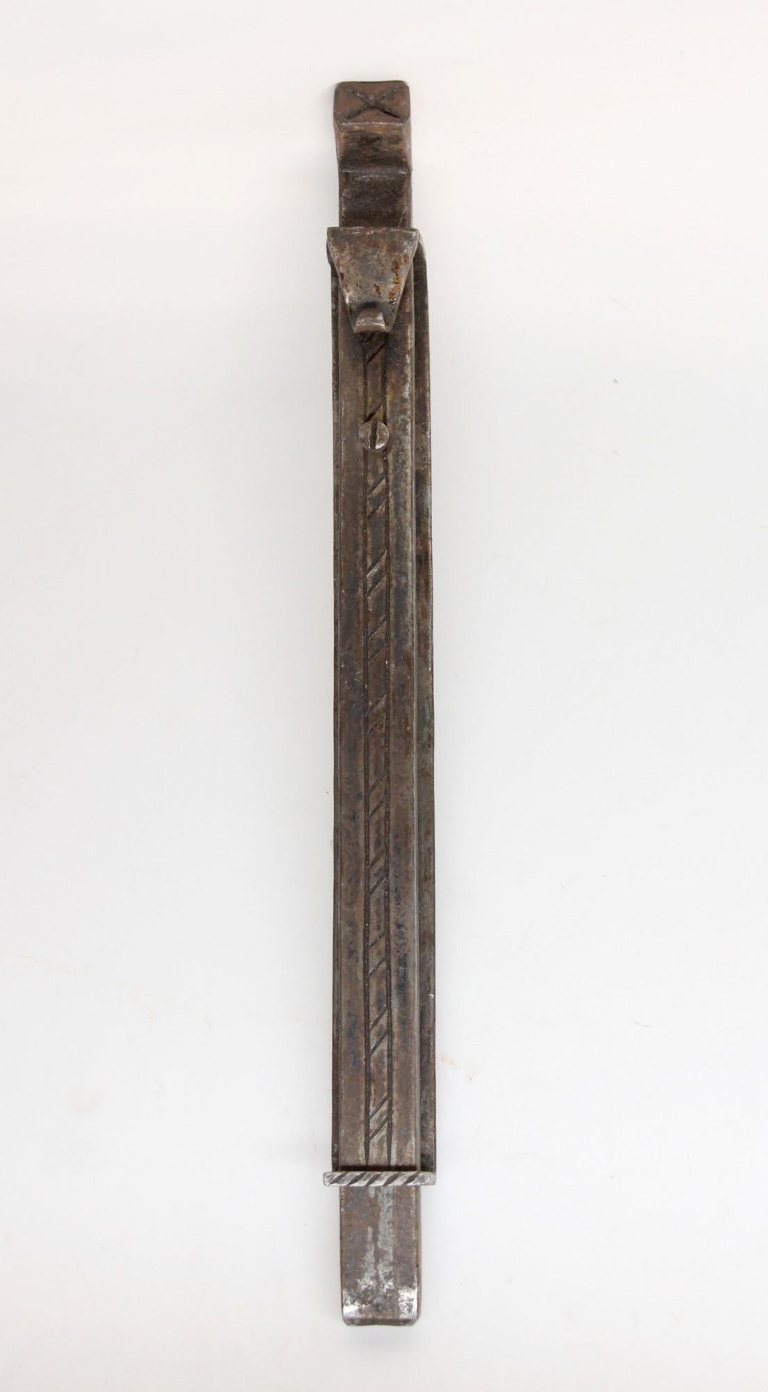 Aesthetic Movement Pair Forged Iron Door / Gate Slide Bolts by Samuel Yellin Early 20th Century For Sale
