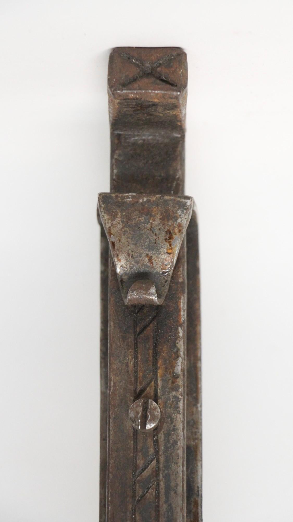 Pair Forged Iron Door / Gate Slide Bolts by Samuel Yellin Early 20th Century In Good Condition For Sale In New York, NY