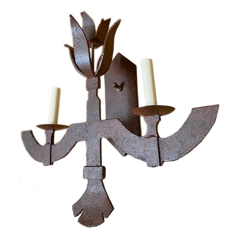 Pair of Iron Sconces For Sale at 1stDibs