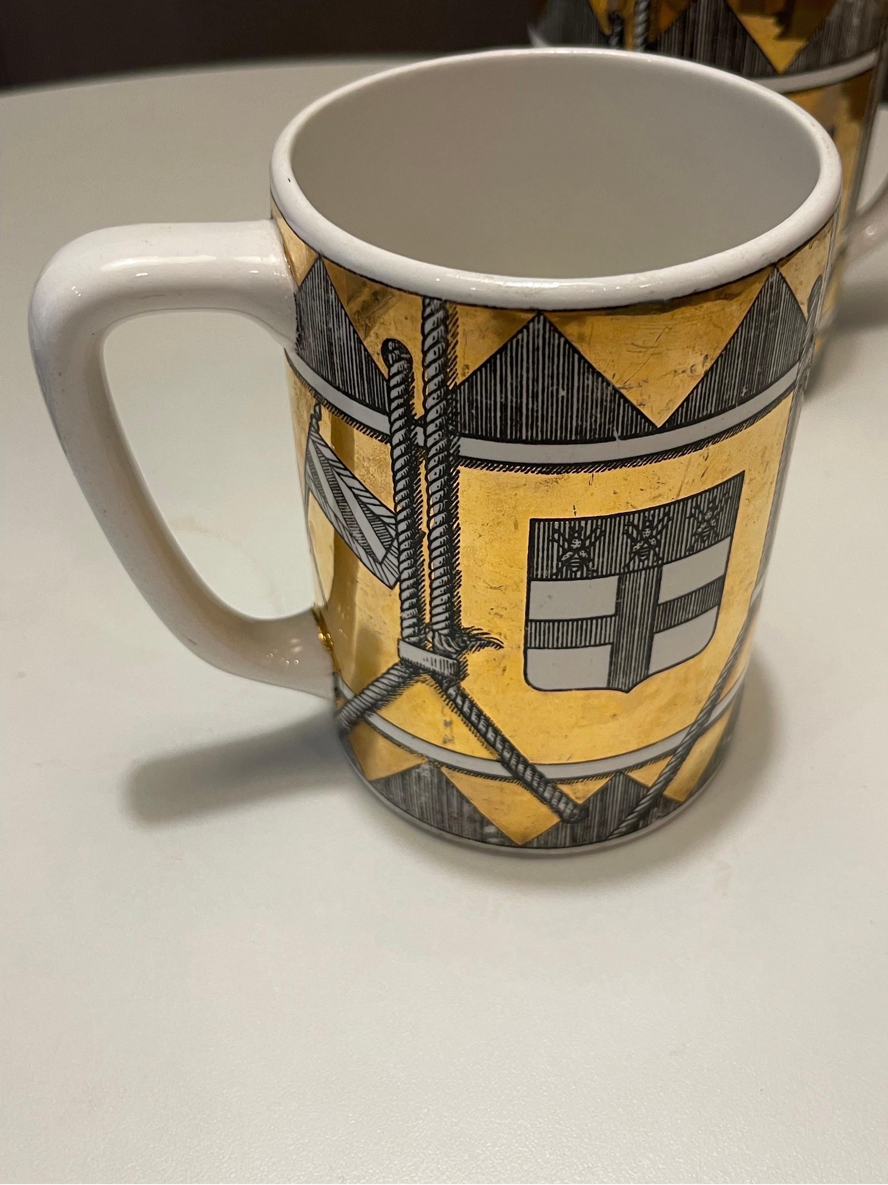 Pair of Fornasetti 1950s Beer Steins with Nautical Motifs 1