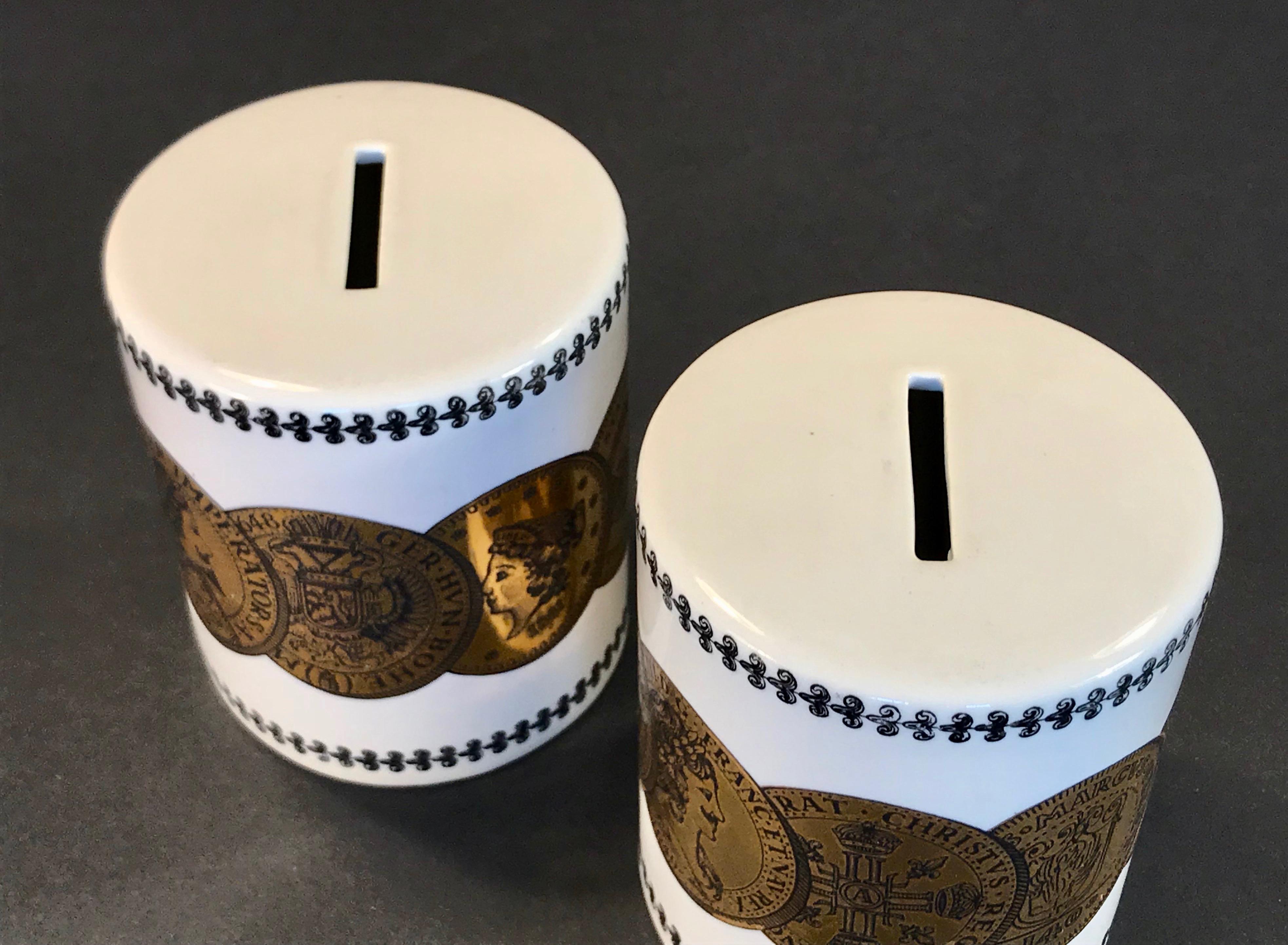 Pair of Fornasetti Piggy Banks with Coins Made for Neiman Marcus In Good Condition In Dallas, TX