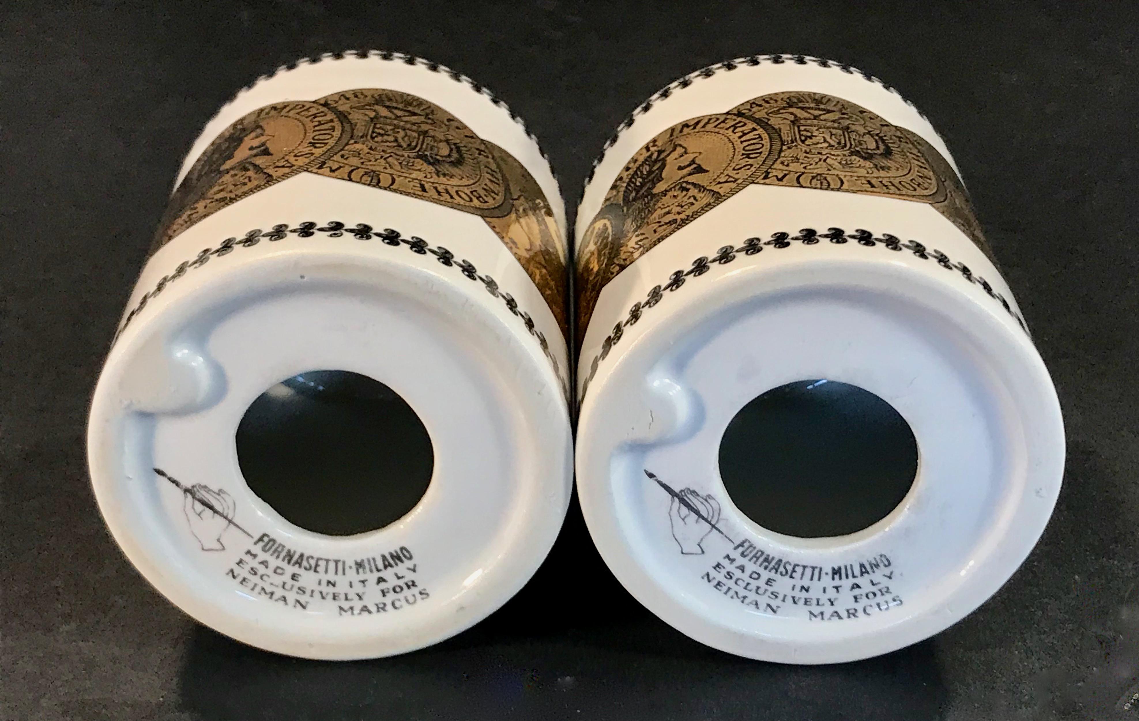 Mid-20th Century Pair of Fornasetti Piggy Banks with Coins Made for Neiman Marcus