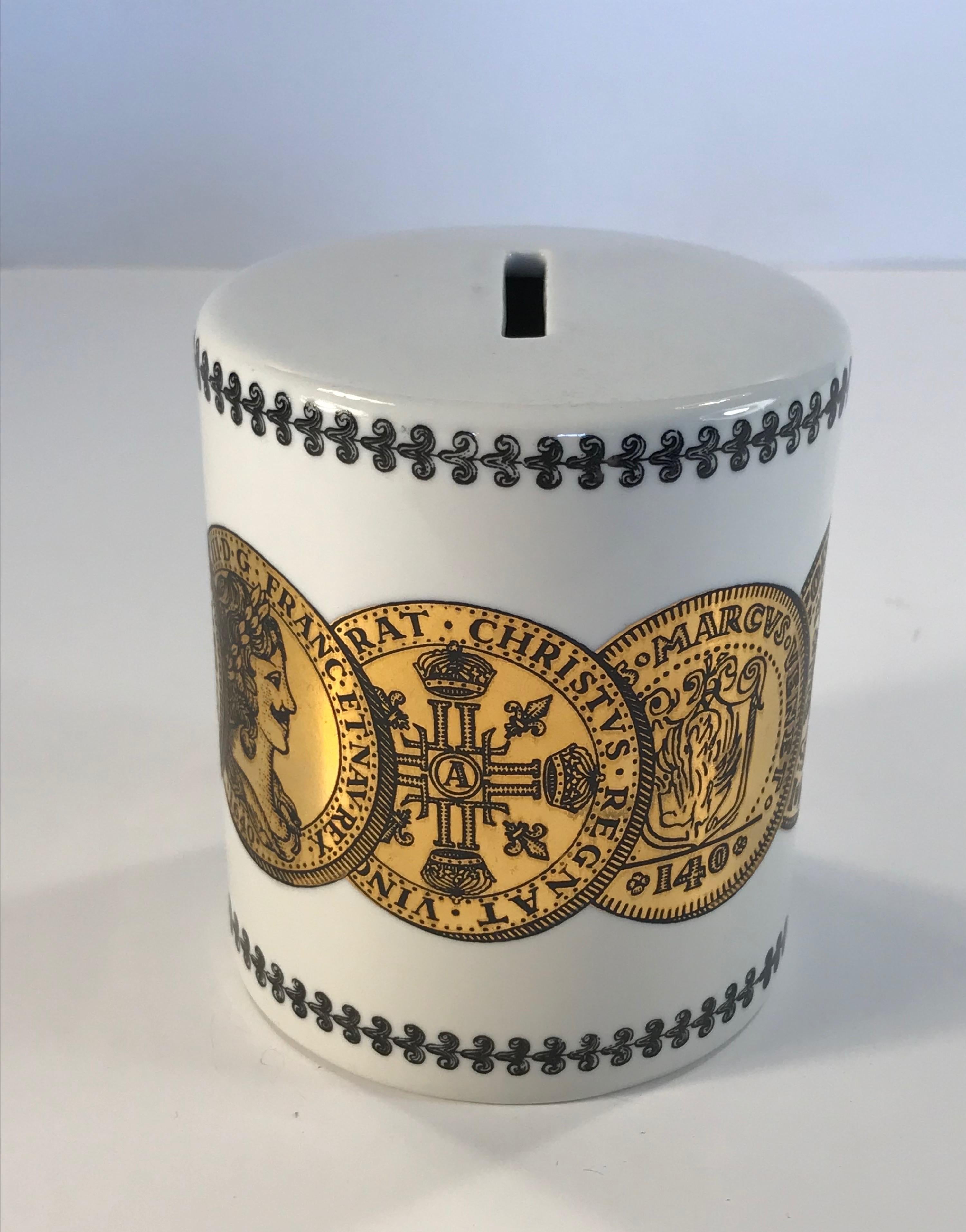 Pair of Fornasetti Piggy Banks with Coins Made for Neiman Marcus 1