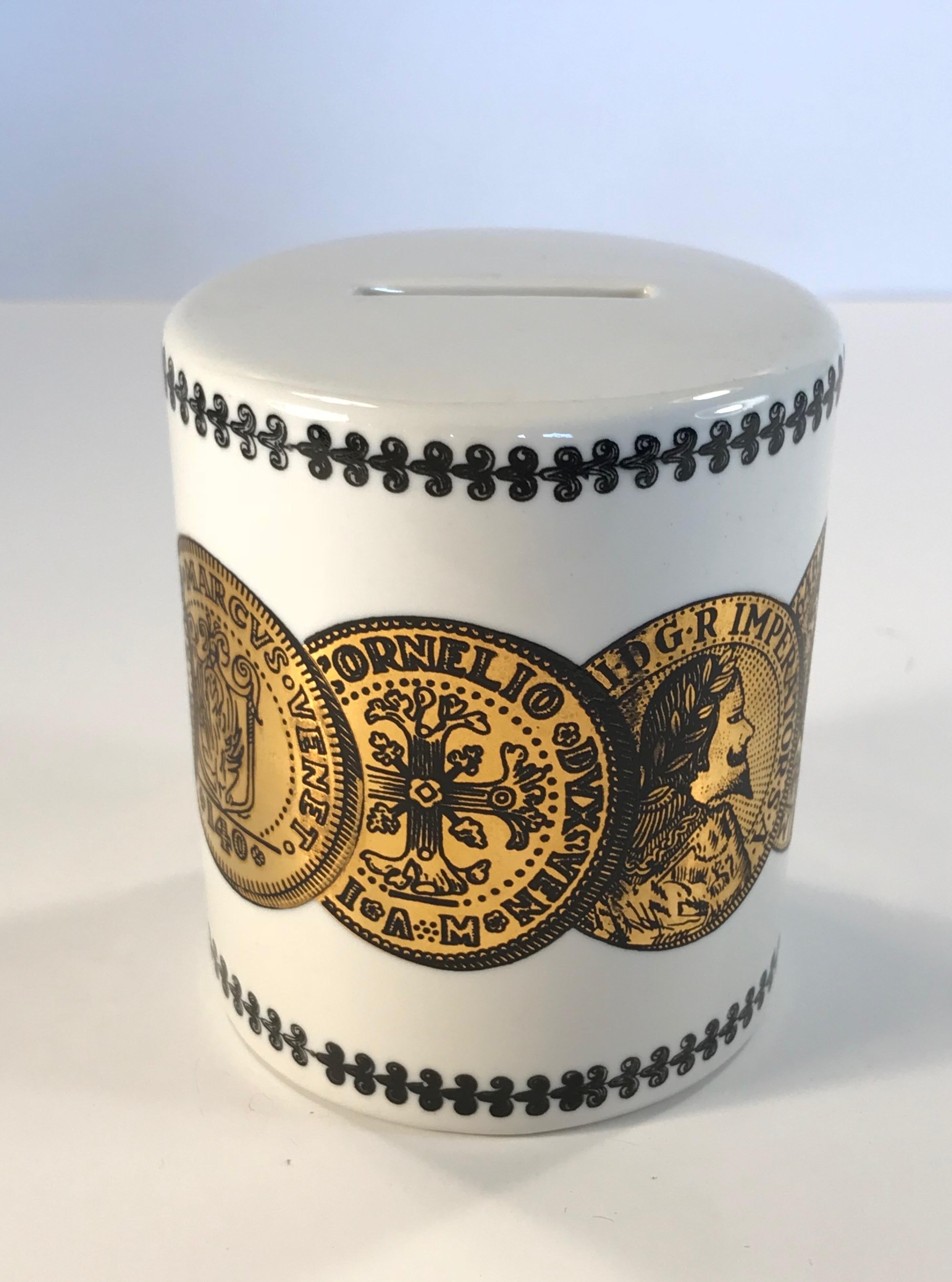 Pair of Fornasetti Piggy Banks with Coins Made for Neiman Marcus 2