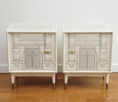 Pair of Fornasetti-Style Painted Nightstands, c. 1960s