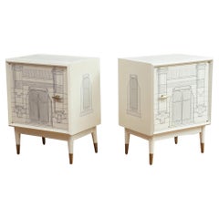 Pair of Fornasetti-Style Painted Nightstands, c. 1960s