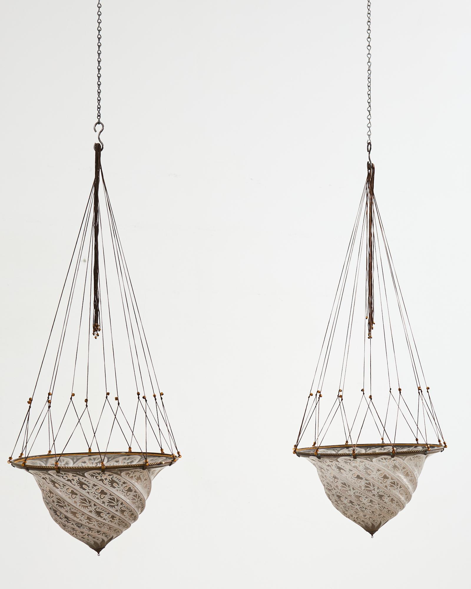 Paire d'abat-jour en verre de Samarkanda attribuée à Fortuny en vente 8