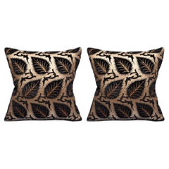Pair of Fortuny Black and Gold Silk Velvet Pillows