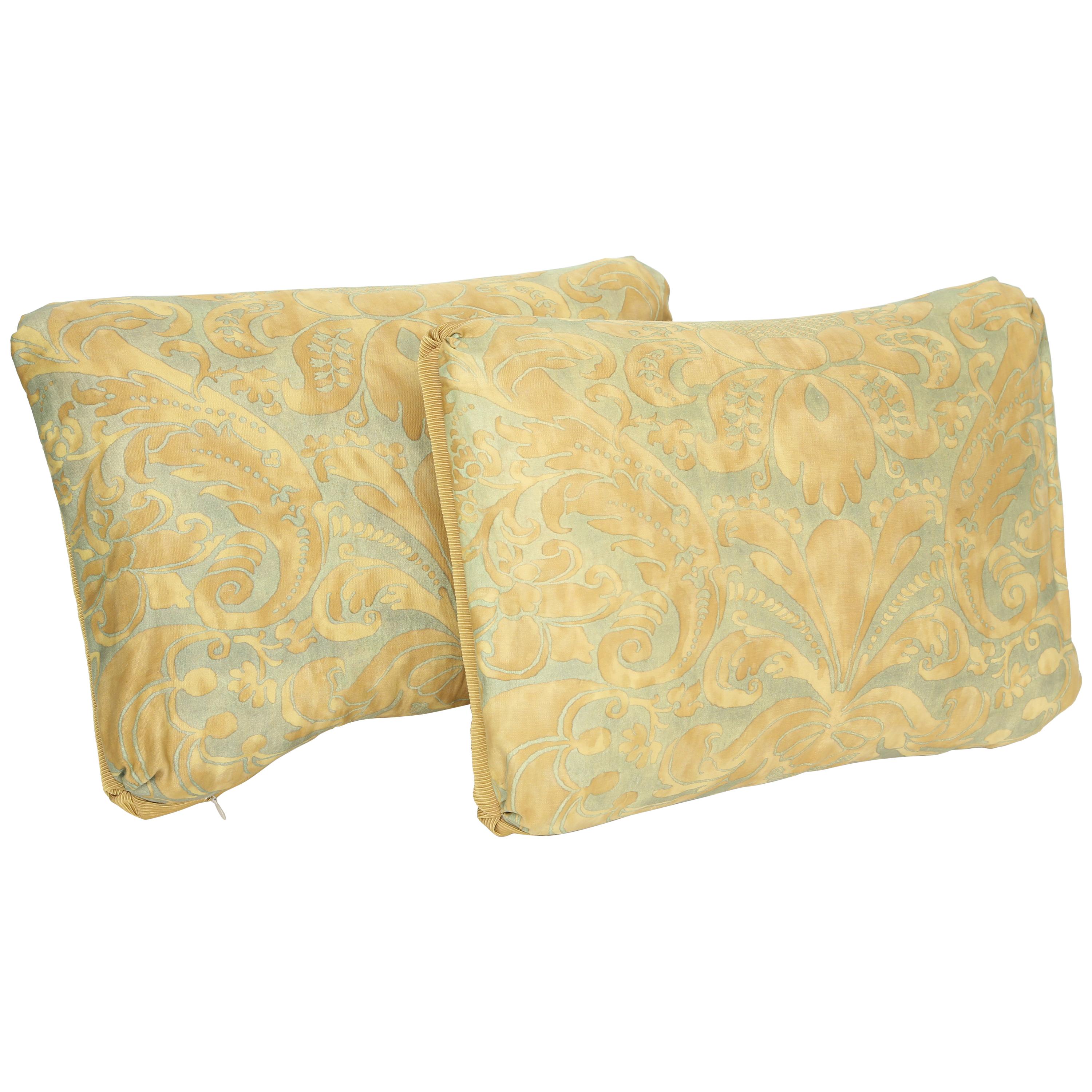  the "Caravaggio" Pattern by Fortuny, Oblong Cushions-A Pair