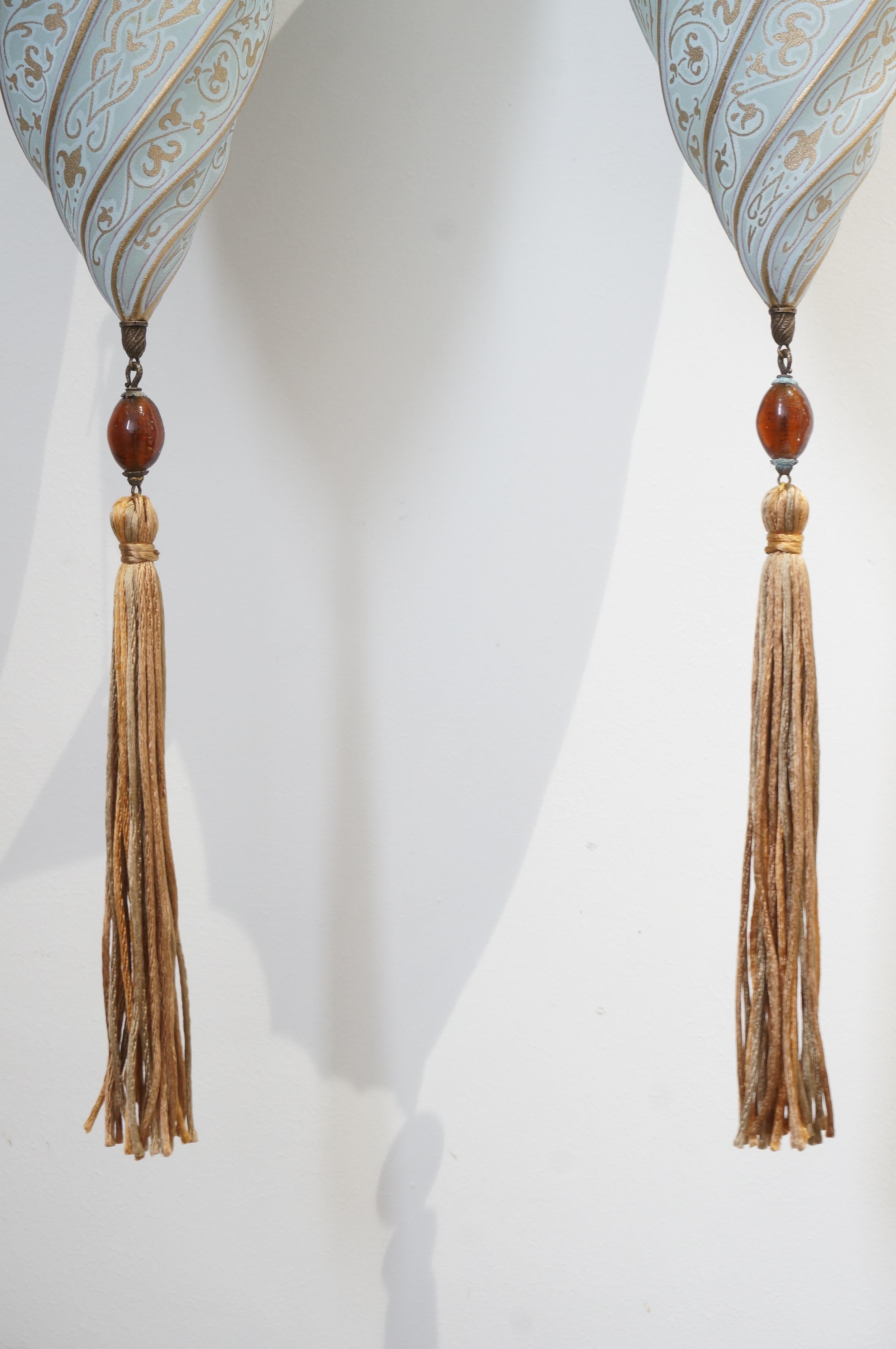 20th Century Pair of Fortuny Cesendello Silk Sconces
