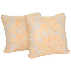  Pair of  Retro Fortuny Cushionsin Silvery Grey and Peach