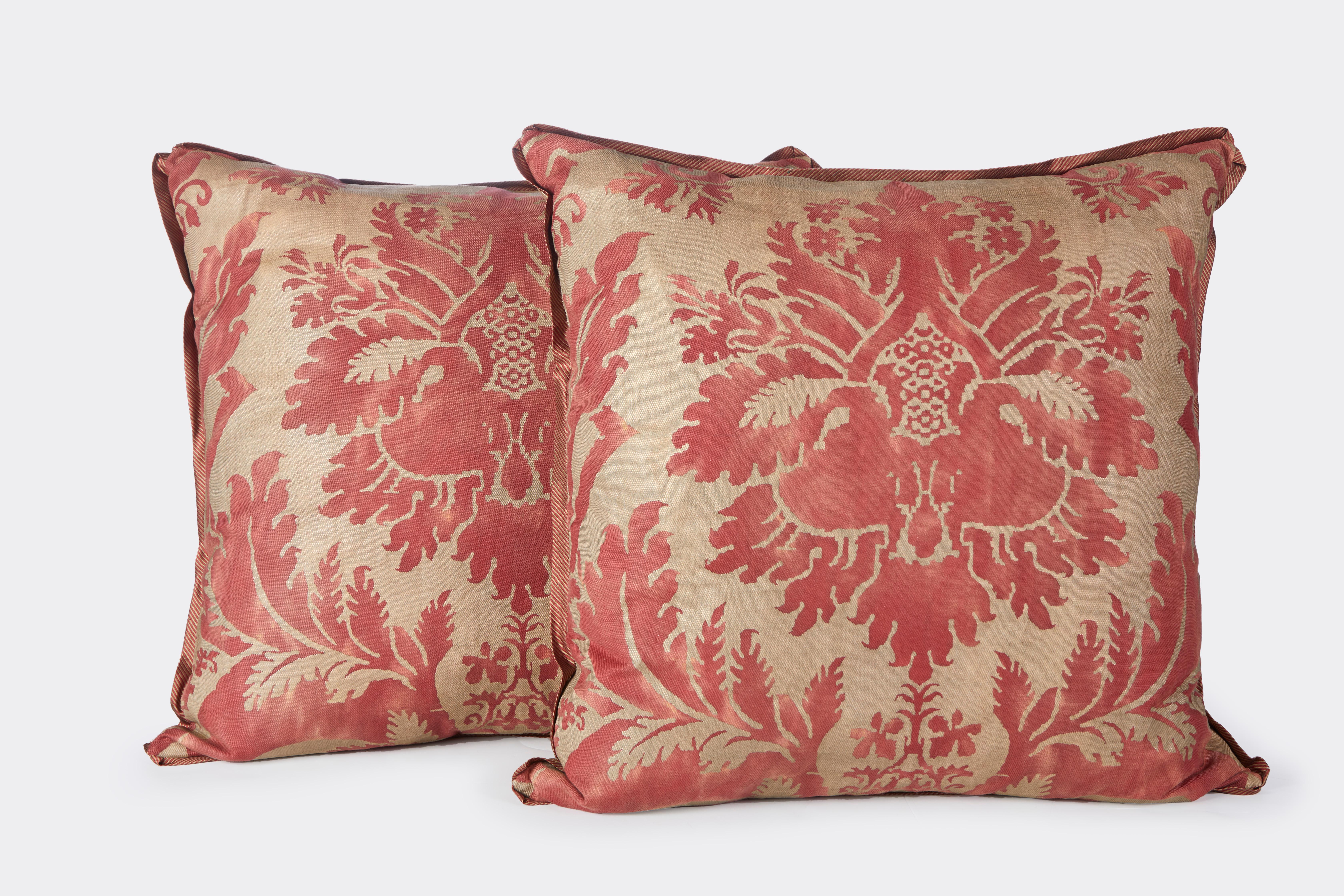 A pair of Fortuny Fabric cushions with bias edging and gold silk backing.
50 down/50 feather insert.
All sales are final 