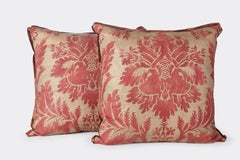 Pair of Fortuny Cushions in Rust and Gold Texture Glicine Fabric