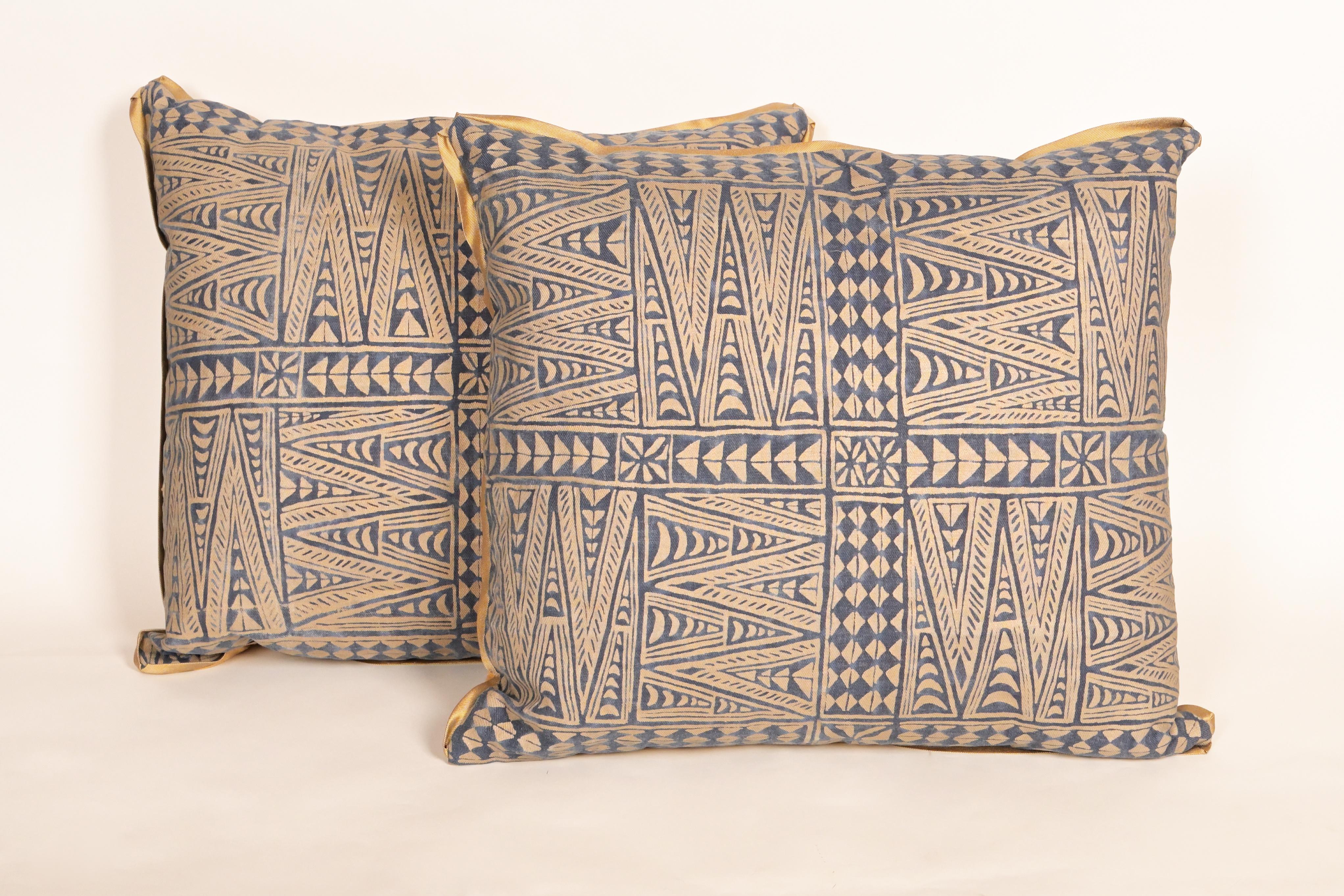 Contemporary Pair of Fortuny Cushions with Rare Melilla Pattern by David Duncan Studio For Sale
