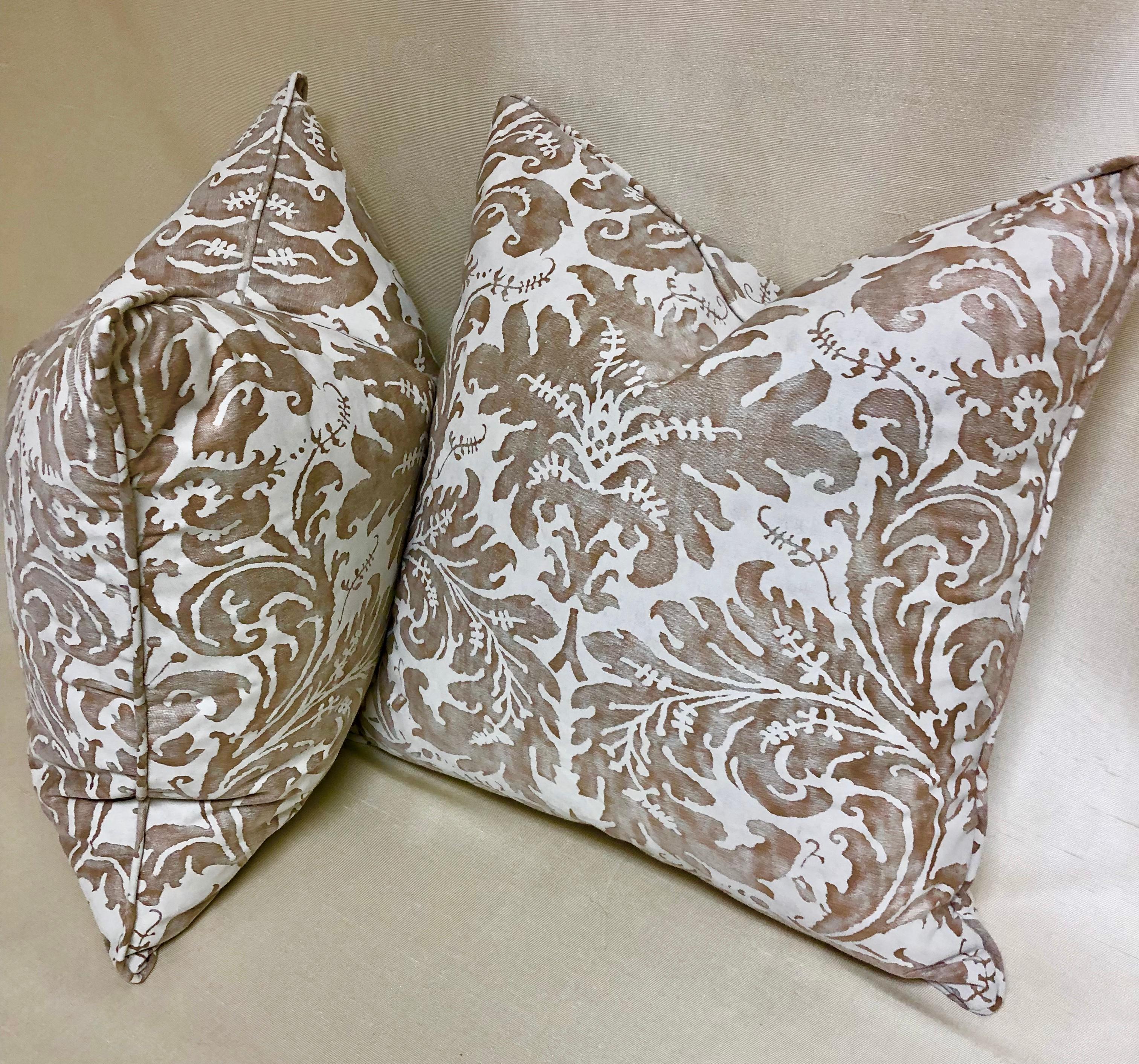 Pair of Fortuny Down-Filled Cushions in the 