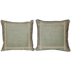 Pair of Fortuny Fabric Cushions in the Canastrelli Pattern