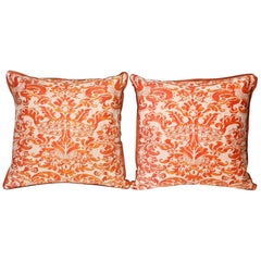 Pair of Fortuny Fabric Cushions in the Corone Pattern