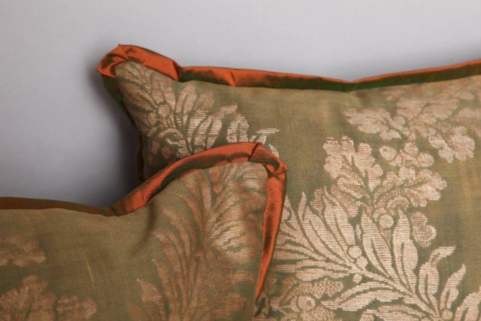 Empire Pair of Fortuny Fabric Cushions in the Crosini Pattern