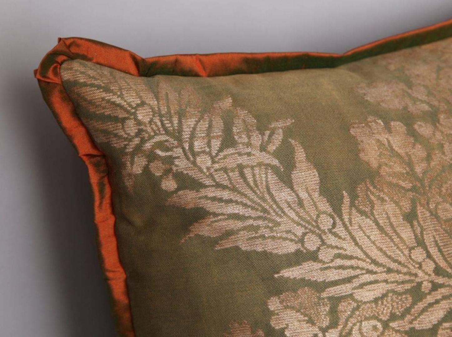 American Pair of Fortuny Fabric Cushions in the Crosini Pattern