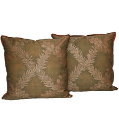 Pair of Fortuny Fabric Cushions in the Crosini Pattern