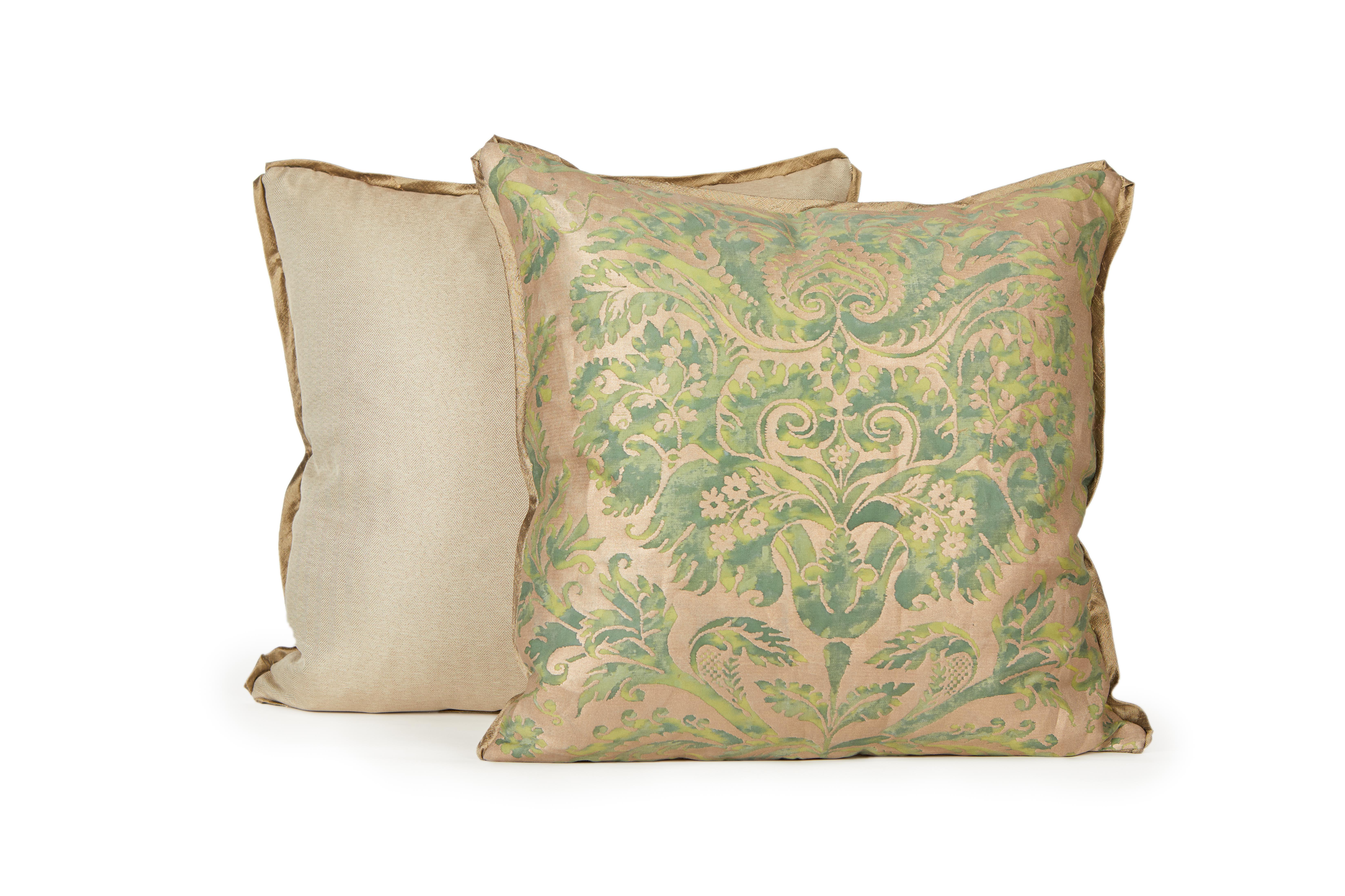gold and green throw pillows