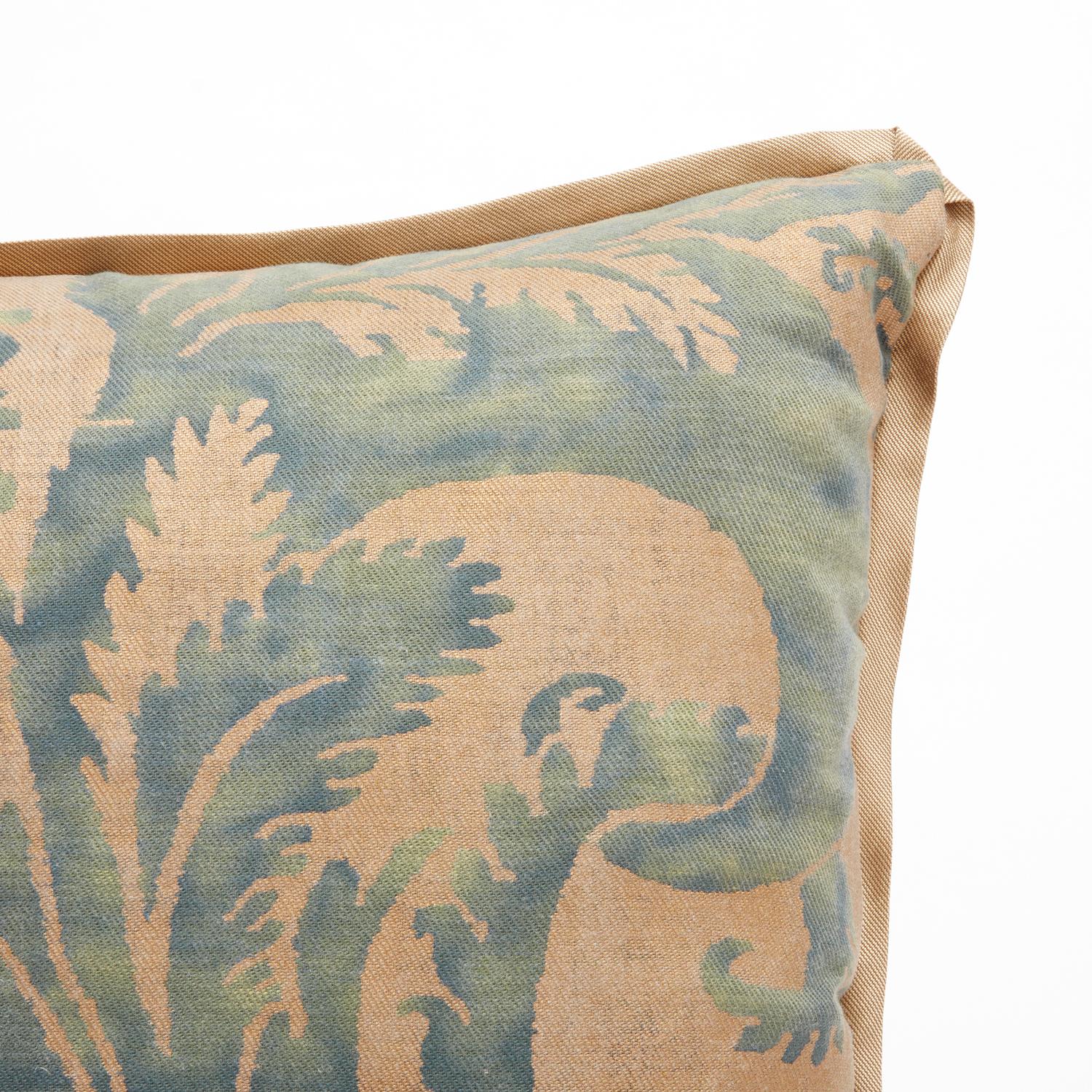 American Pair of Fortuny Fabric Cushions in the Glicine Pattern For Sale